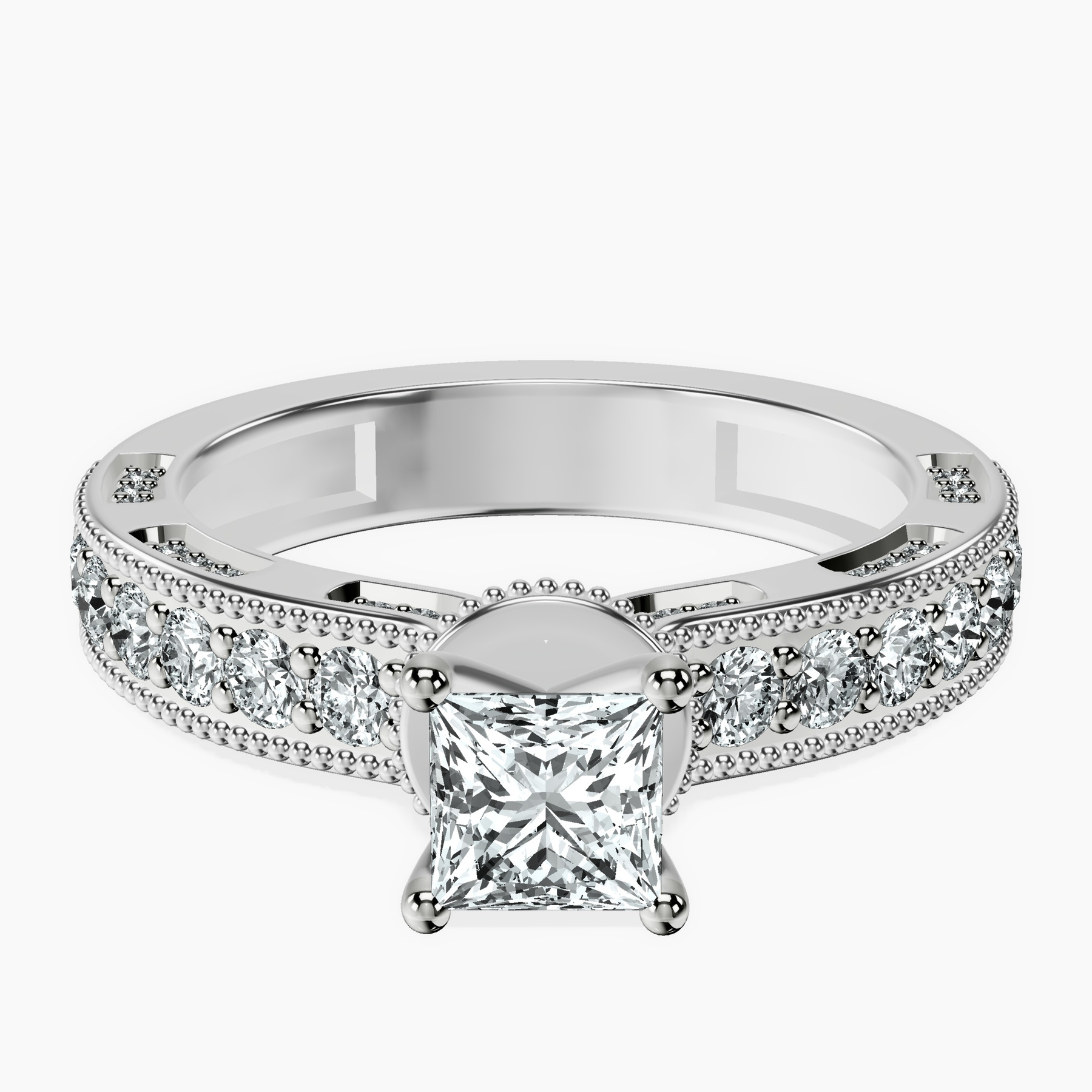 18kt White Gold Regalia Milgrain Lab Diamond Ring front image