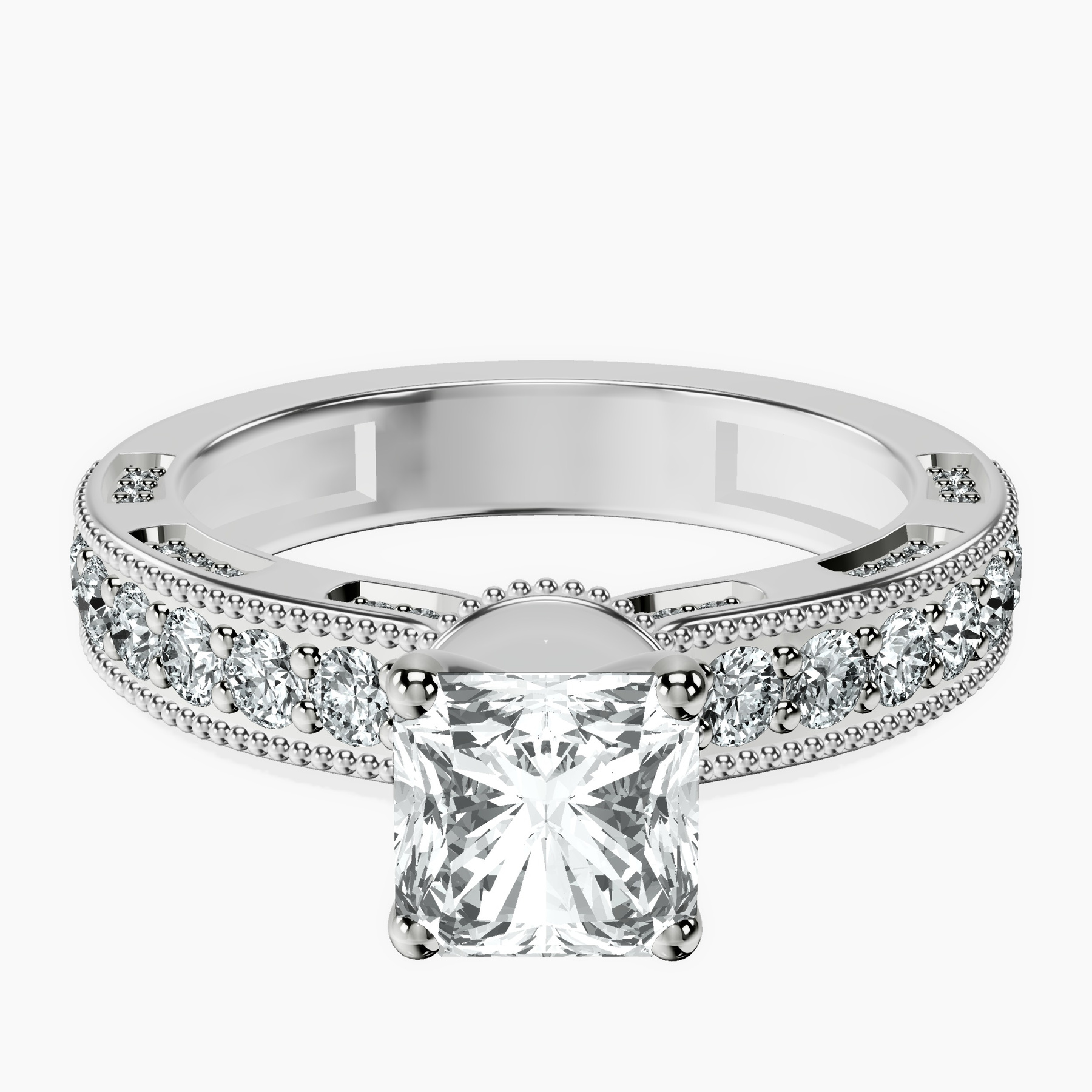 18kt White Gold Regalia Milgrain Lab Diamond Ring front image