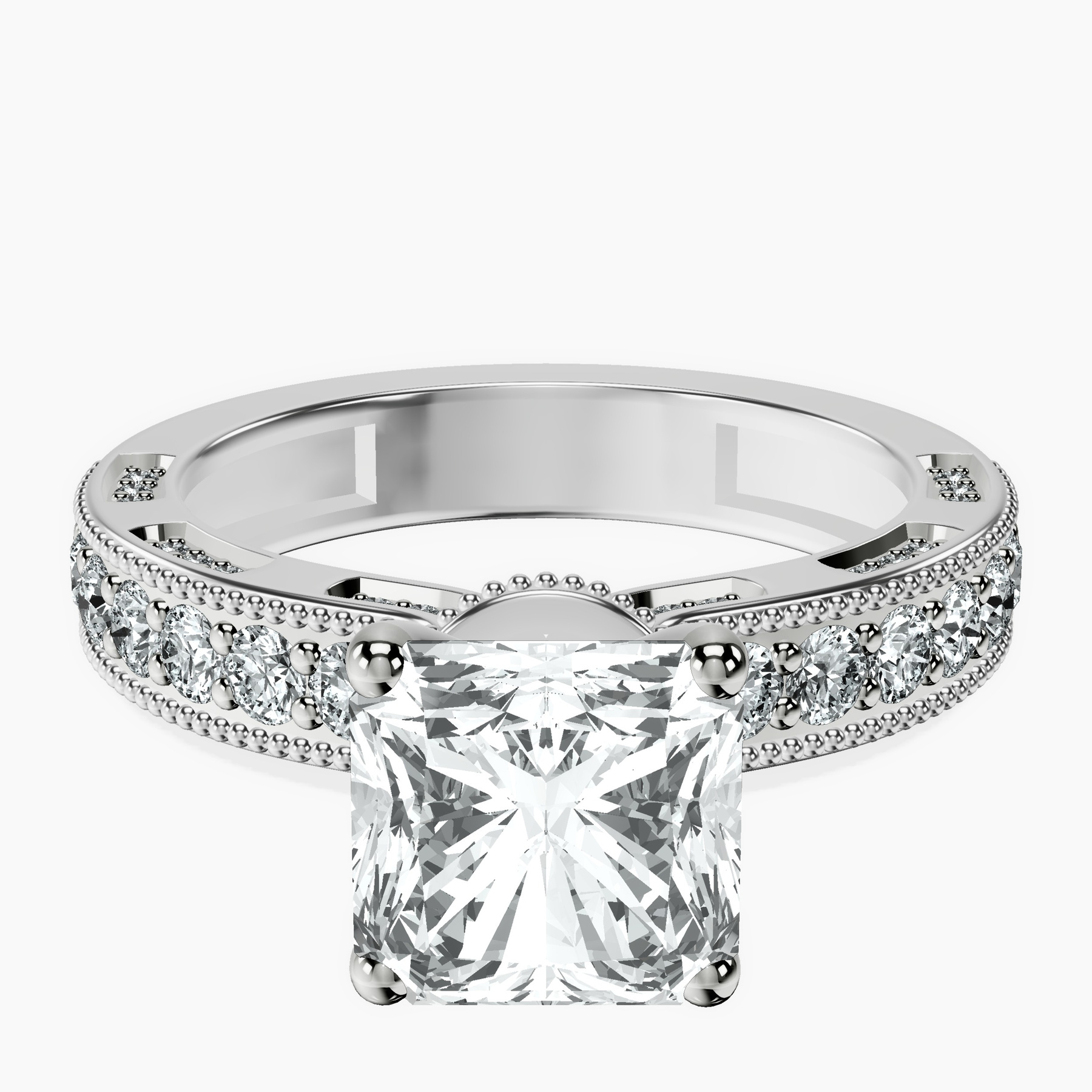18kt White Gold Regalia Milgrain Lab Diamond Ring front image