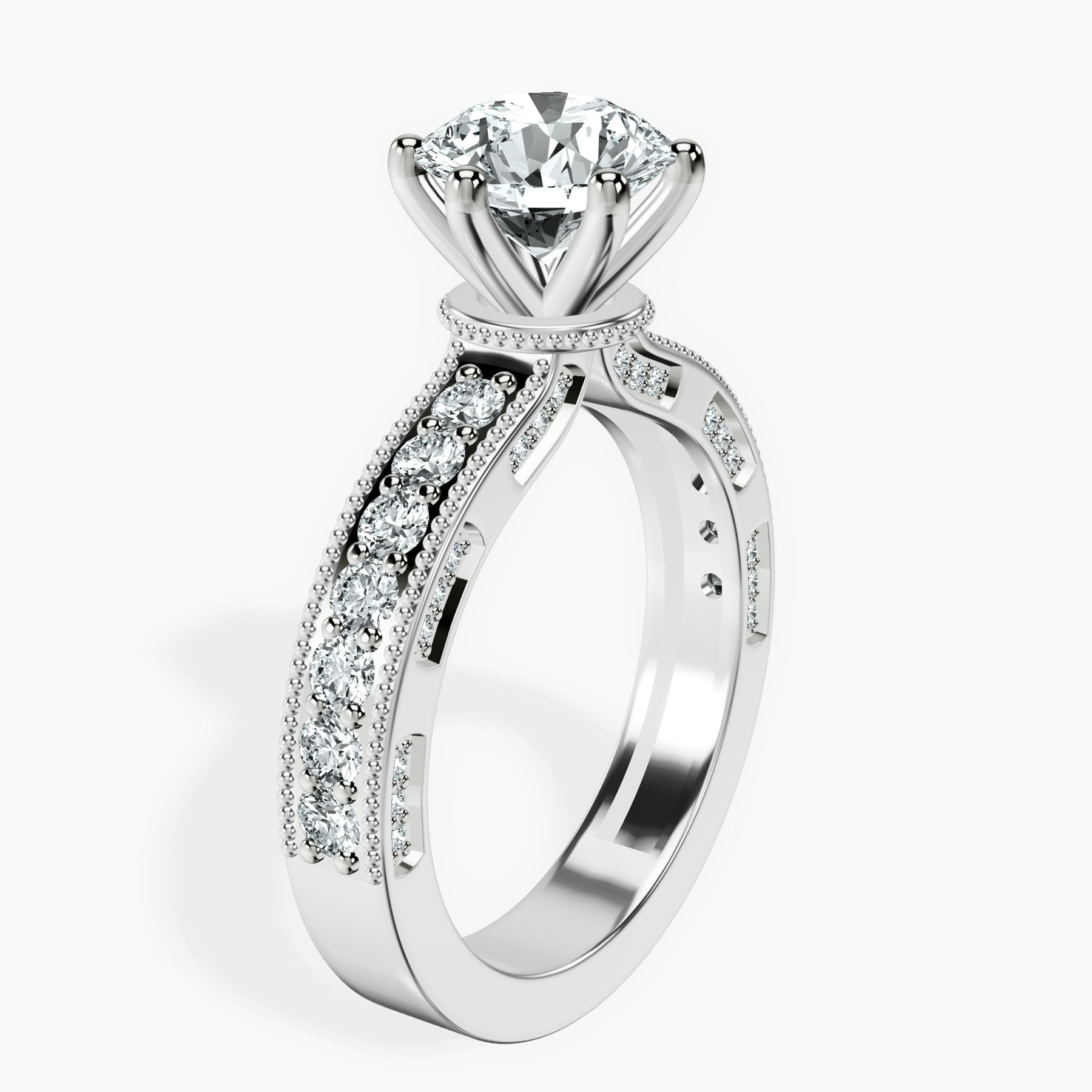 10kt White Gold Regalia Milgrain Lab Diamond Ring standing product image one