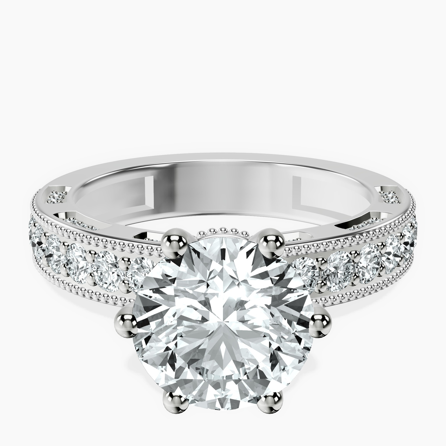 18kt White Gold Regalia Milgrain Lab Diamond Ring front image