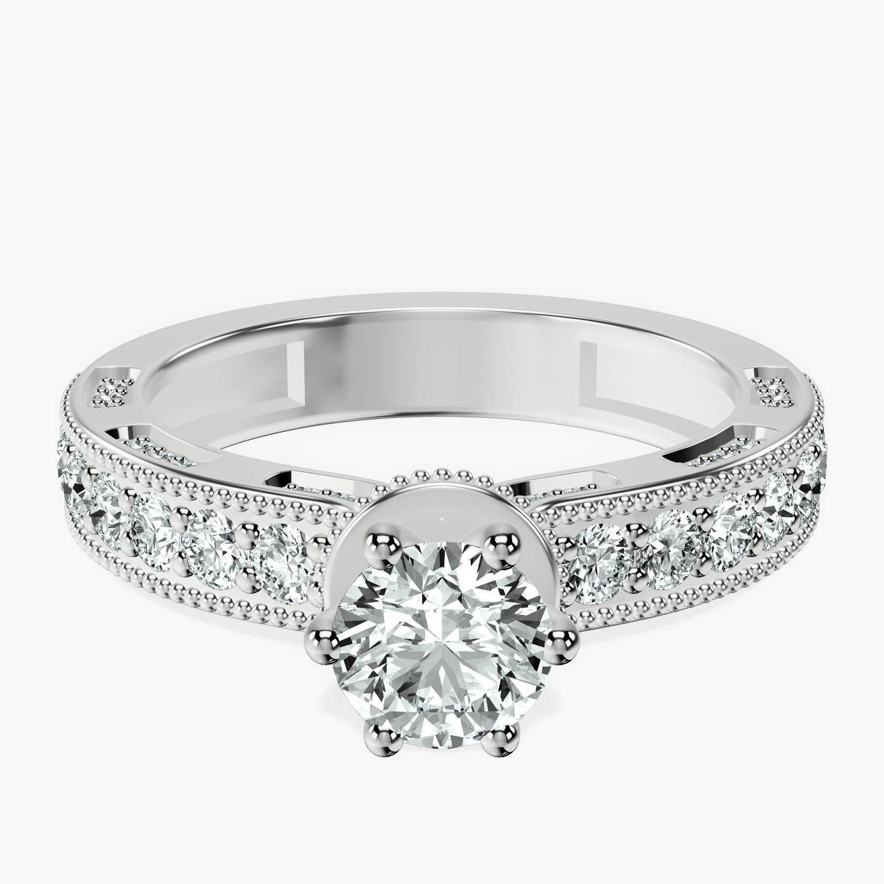 10kt White Gold Regalia Milgrain Lab Diamond Ring front image