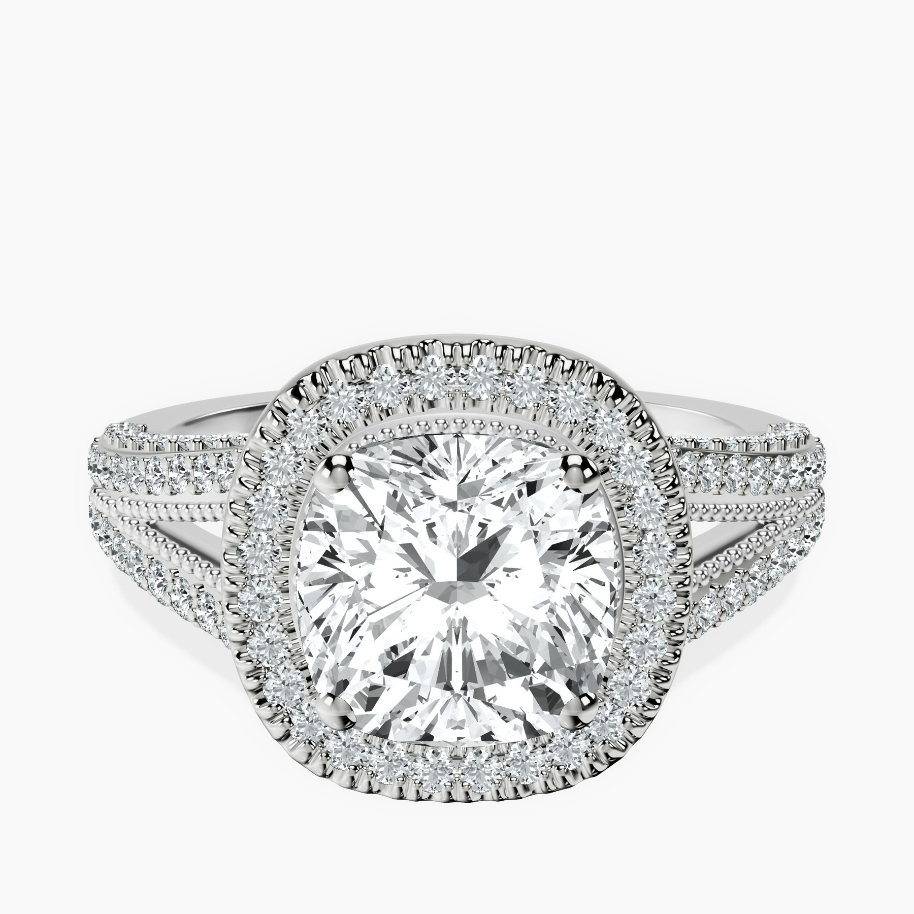 1.49 ct. cushion Opulenté halo ring in 14kt white gold rtr top