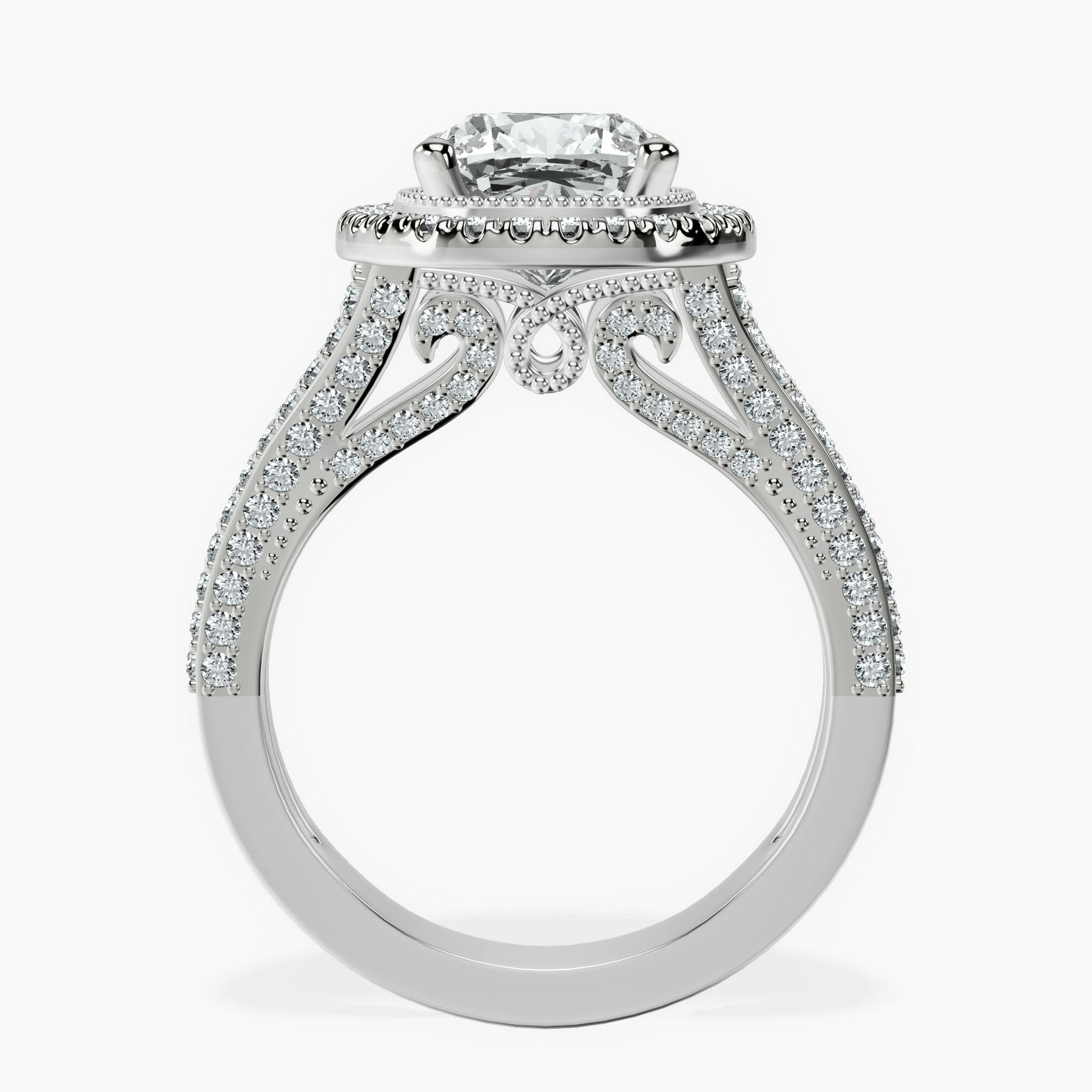 10kt White Gold Opulenté Antique Halo Lab Diamond Ring side right image one