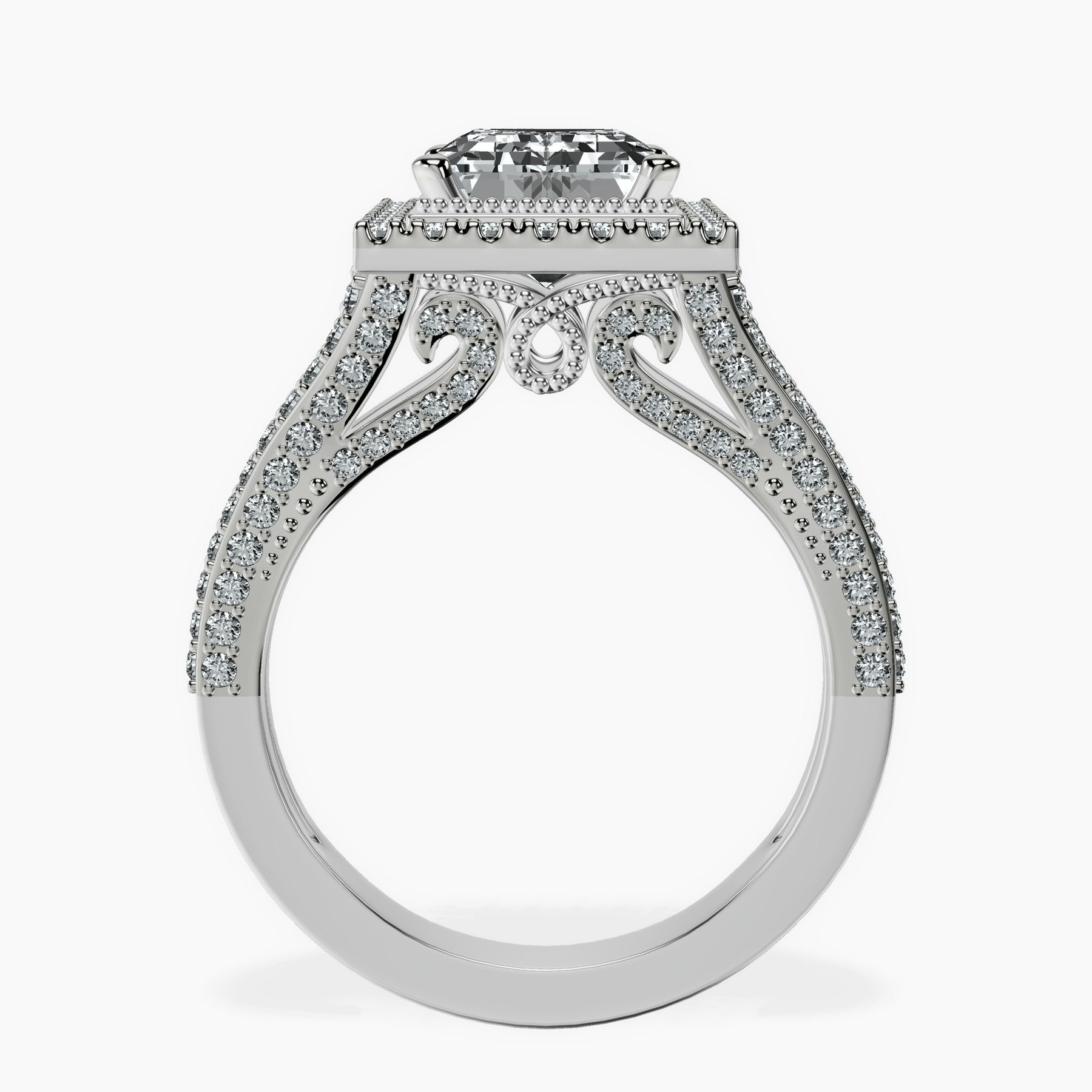 10kt White Gold Opulenté Antique Halo Lab Diamond Ring side right image one