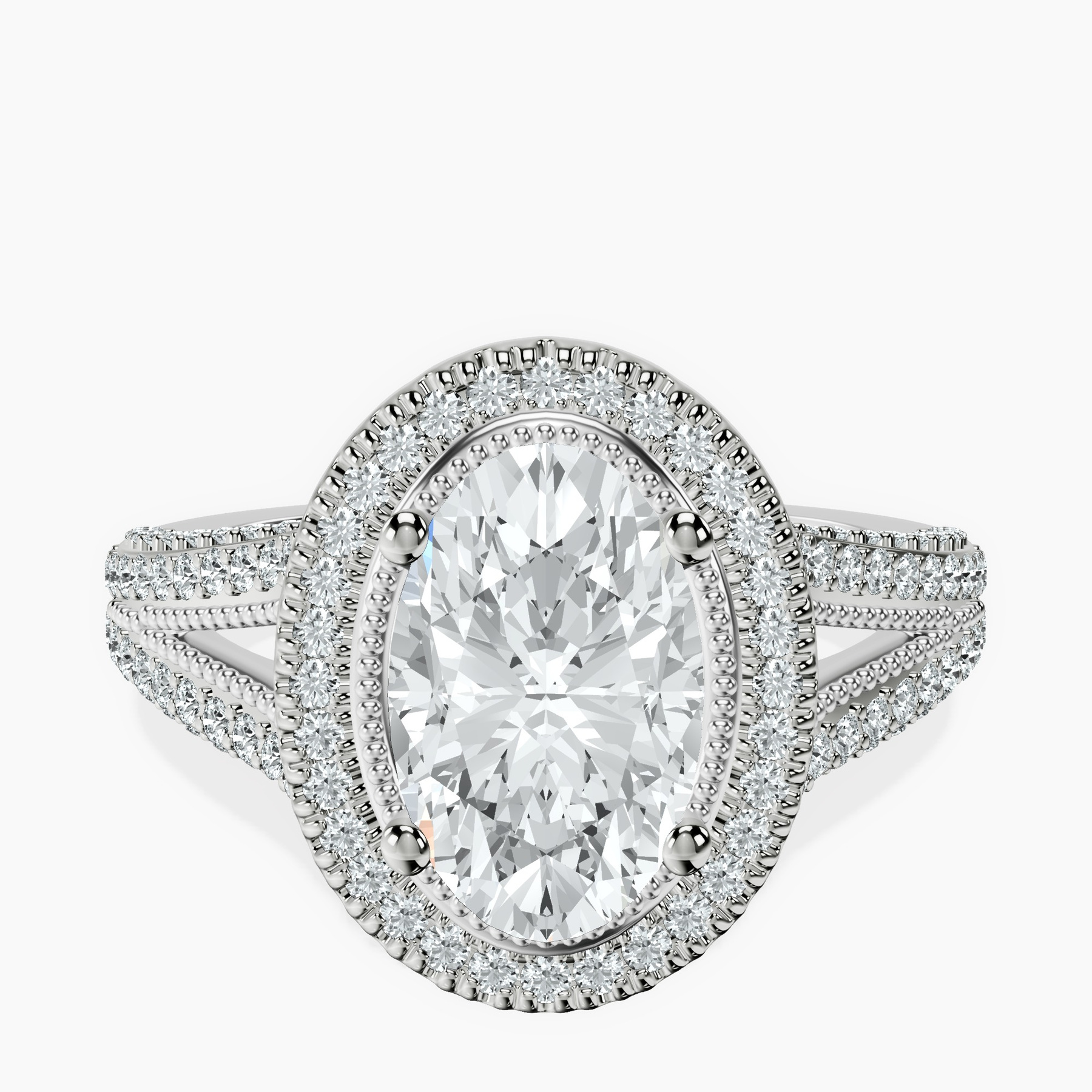 2.99 ct. oval Opulenté halo ring in 14kt white gold rtr top