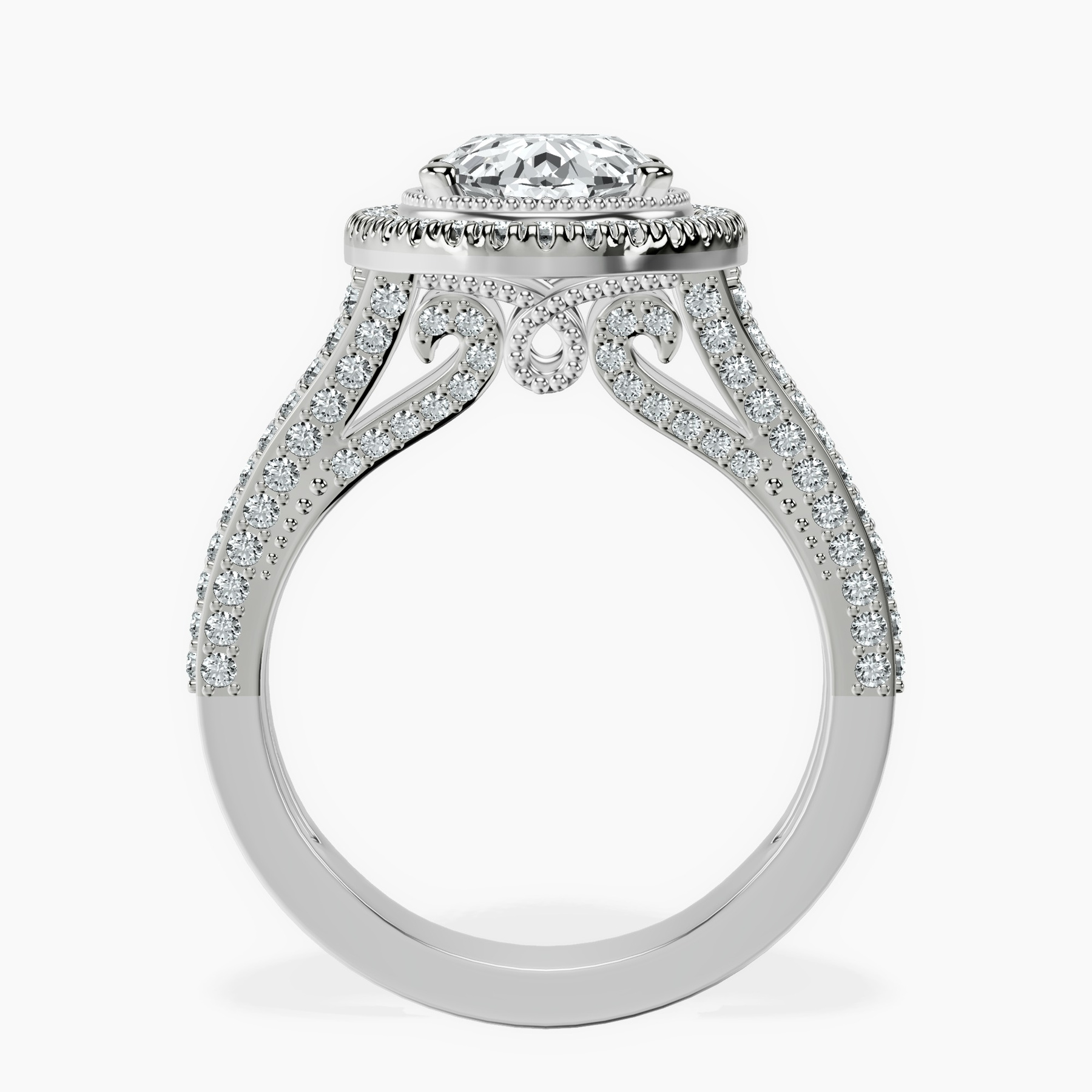 10kt White Gold Opulenté Antique Halo Lab Diamond Ring side right image one