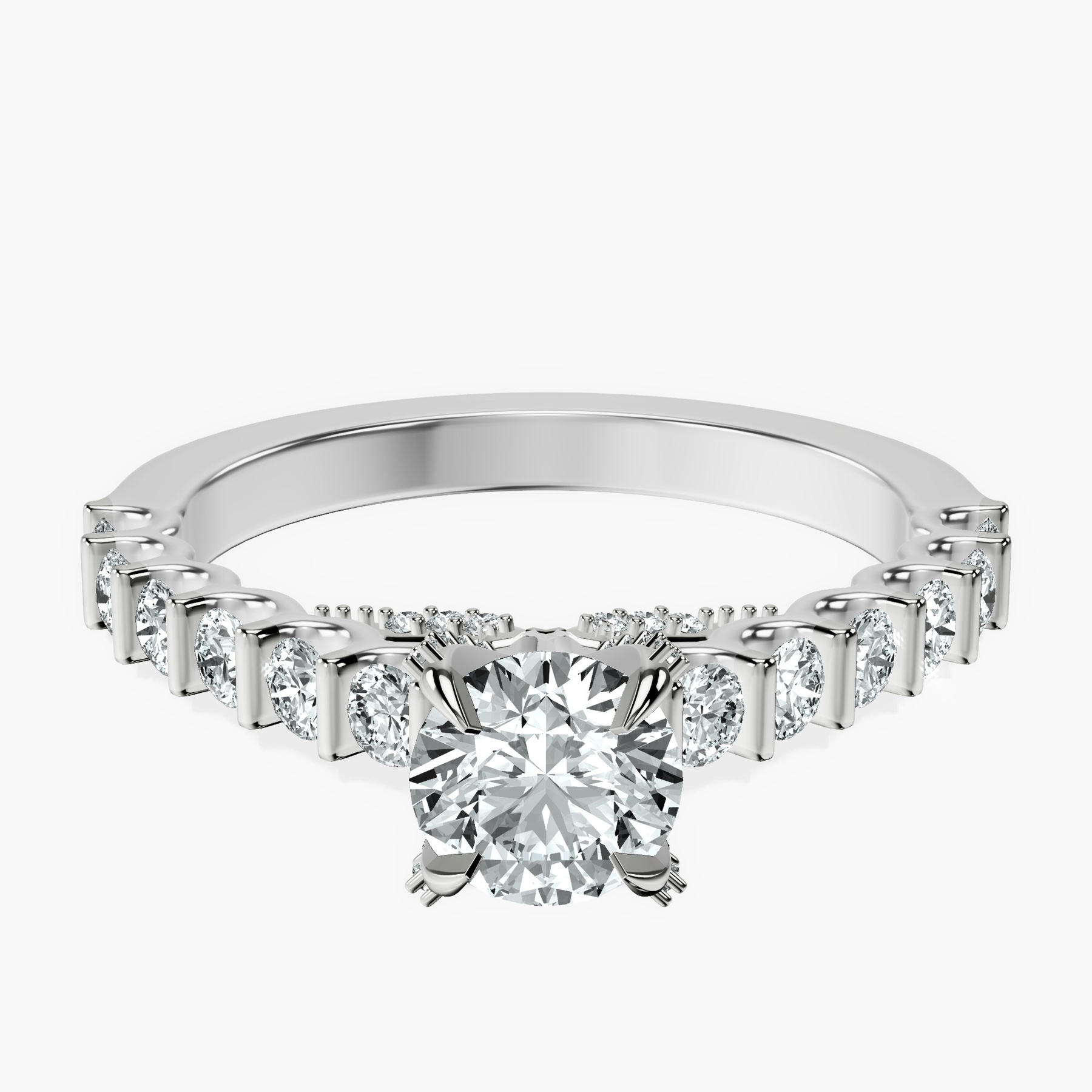 Platinum Austria Cathedral Lab Diamond Ring front image