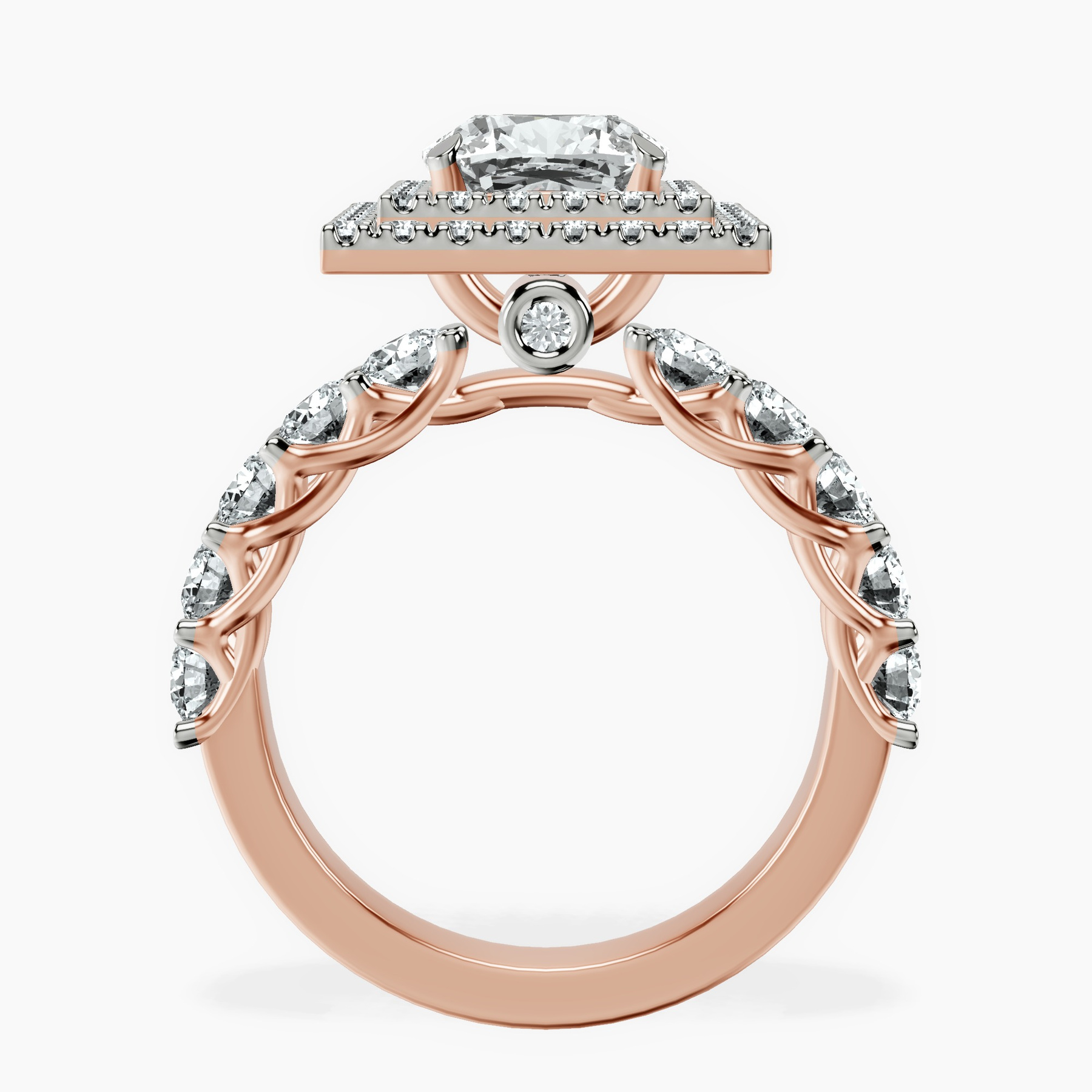 10kt Rose Gold Crowned Cresta Double Halo Lab Diamond Ring side right image one