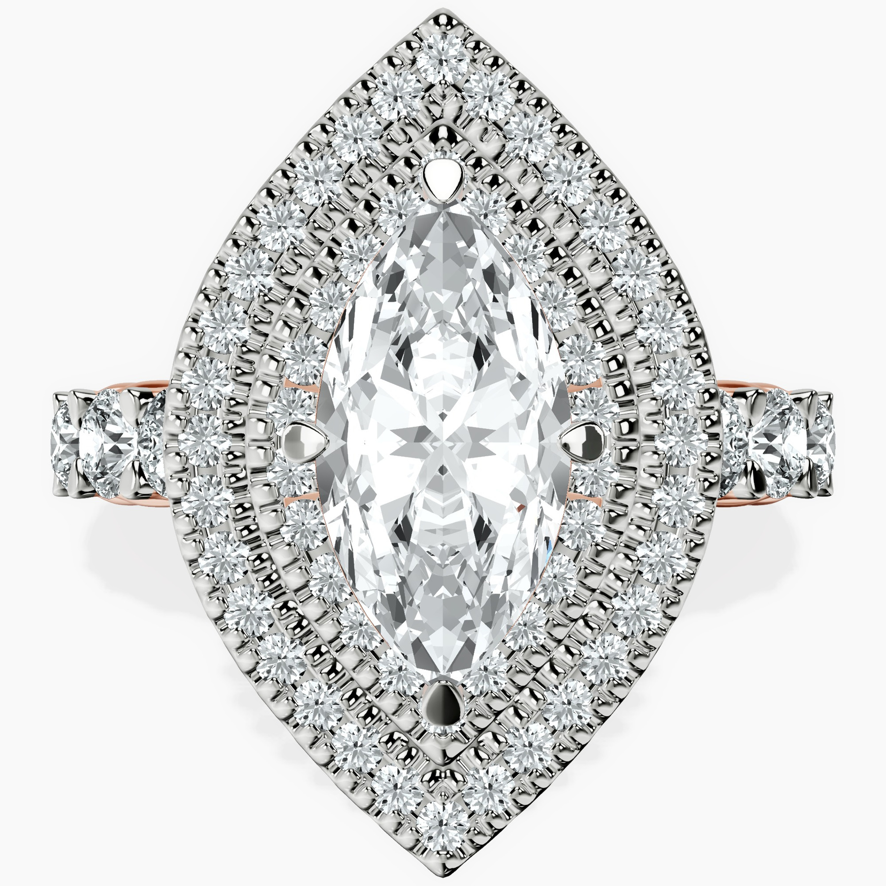 14kt Rose Gold Crowned Cresta Double Halo Lab Diamond Ring front image