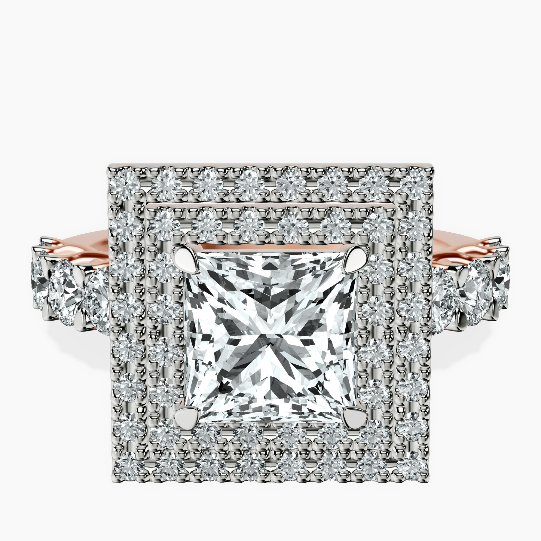 10kt Rose Gold Crowned Cresta Double Halo Lab Diamond Ring front image