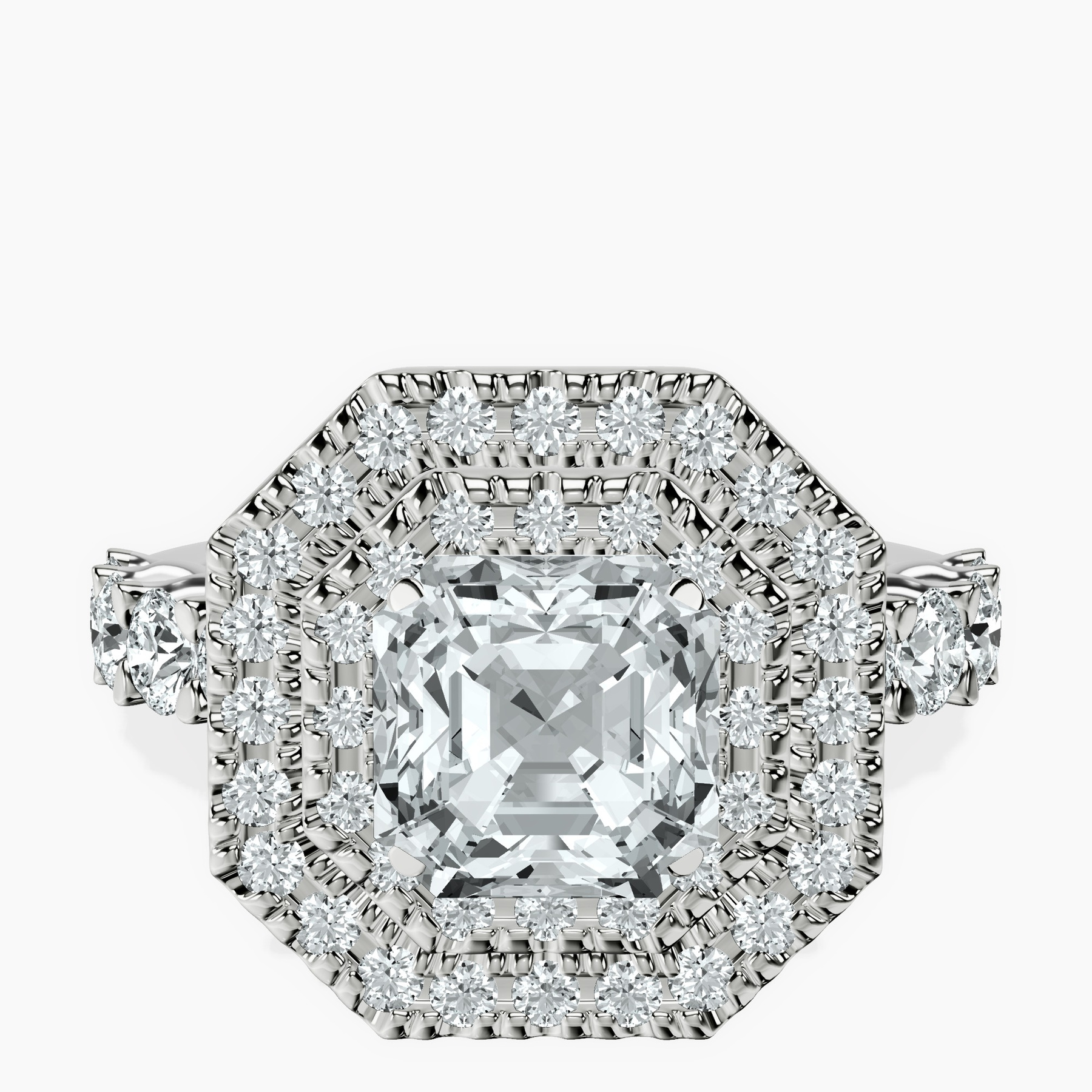 Platinum Crowned Cresta Double Halo Lab Diamond Ring front image