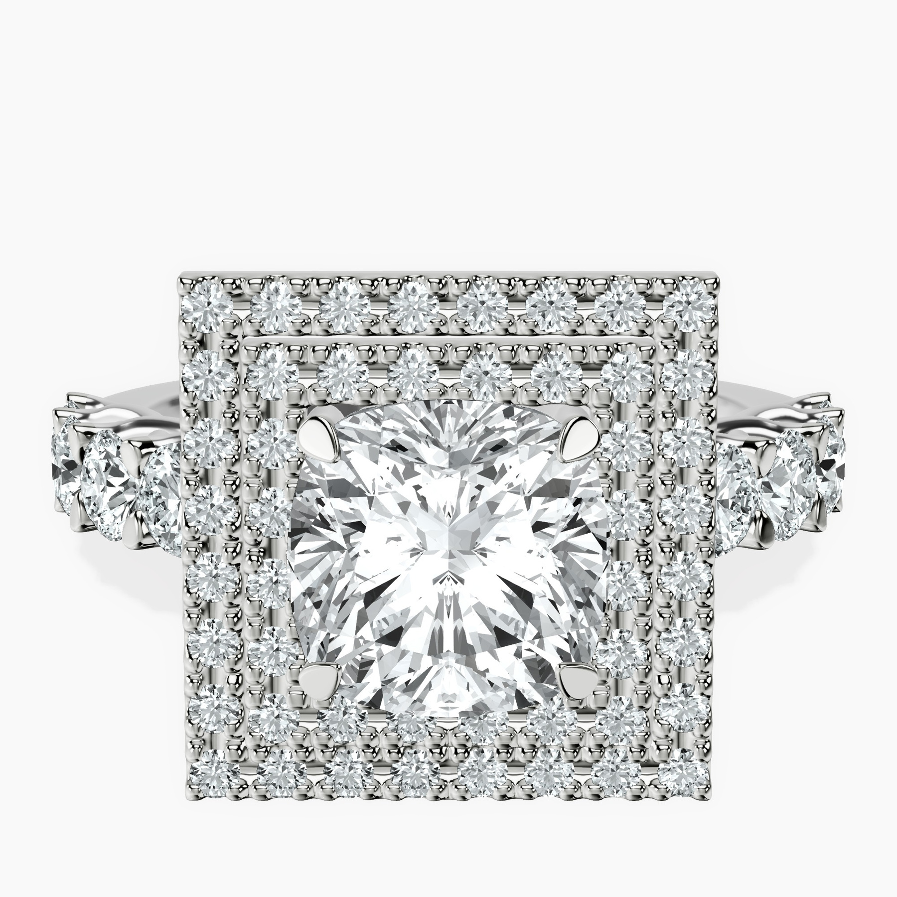 Platinum Crowned Cresta Double Halo Lab Diamond Ring front image