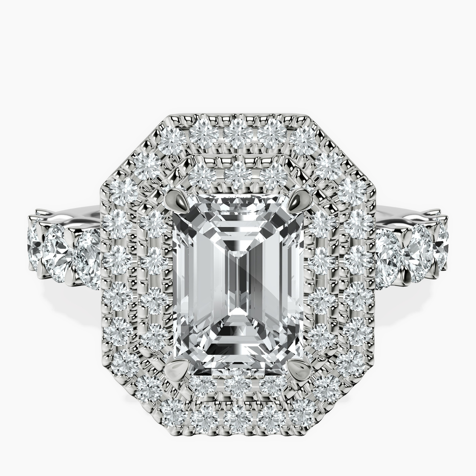 Platinum Crowned Cresta Double Halo Lab Diamond Ring front image