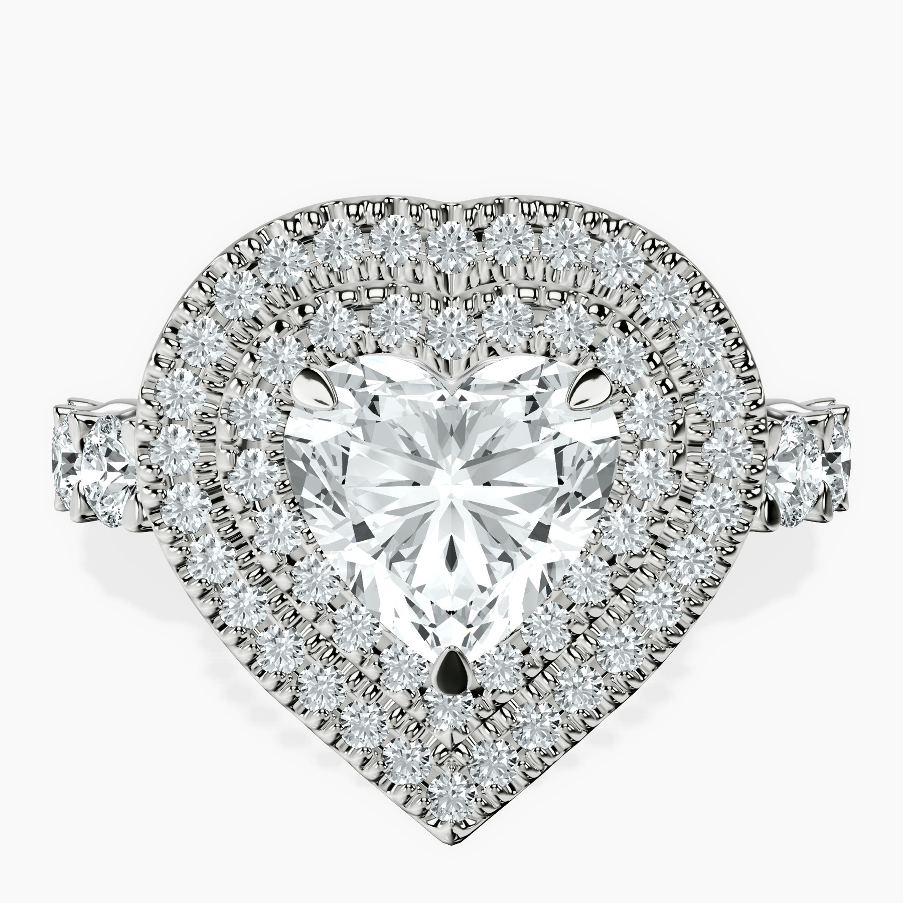 Platinum Crowned Cresta Double Halo Lab Diamond Ring front image