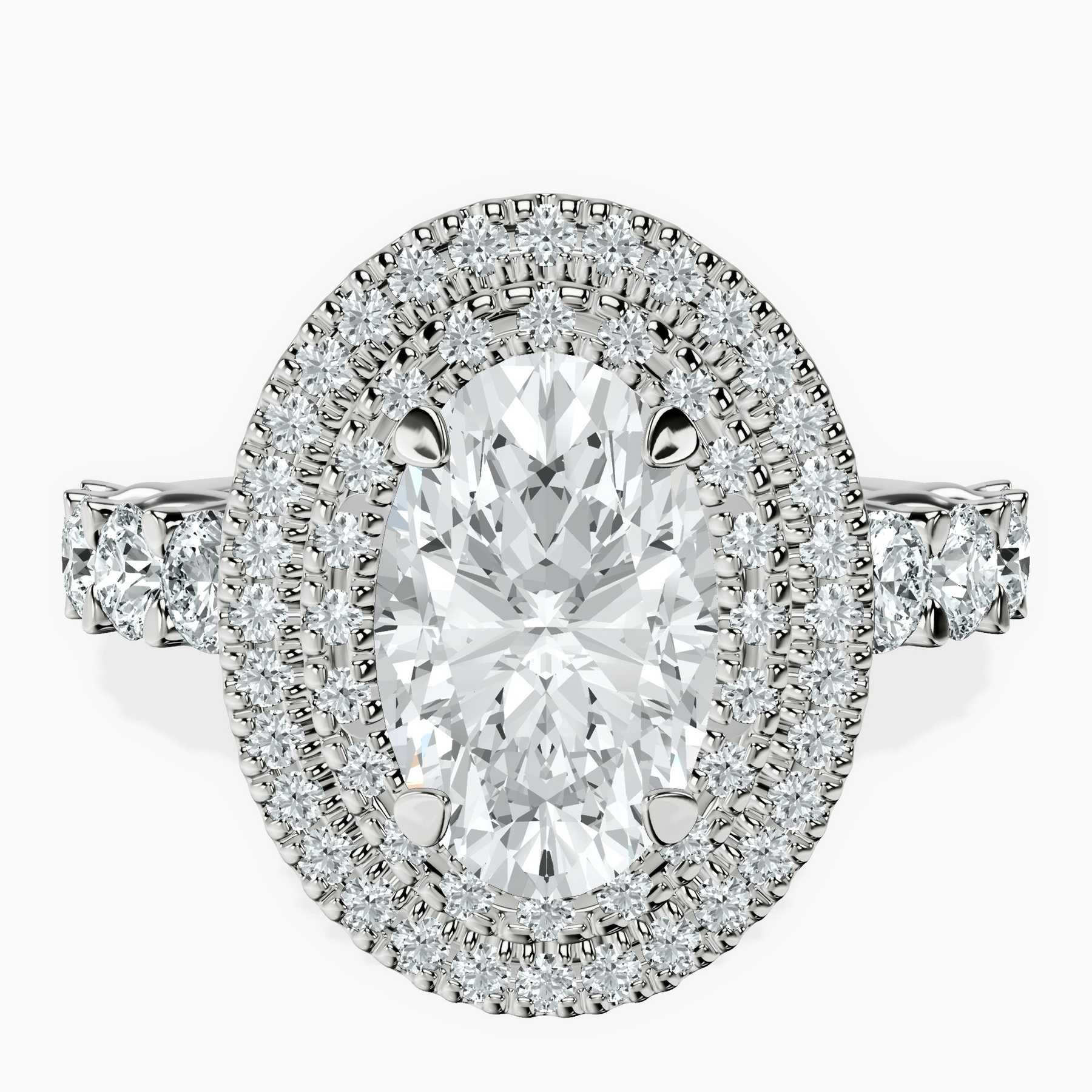 Platinum Crowned Cresta Double Halo Lab Diamond Ring front image