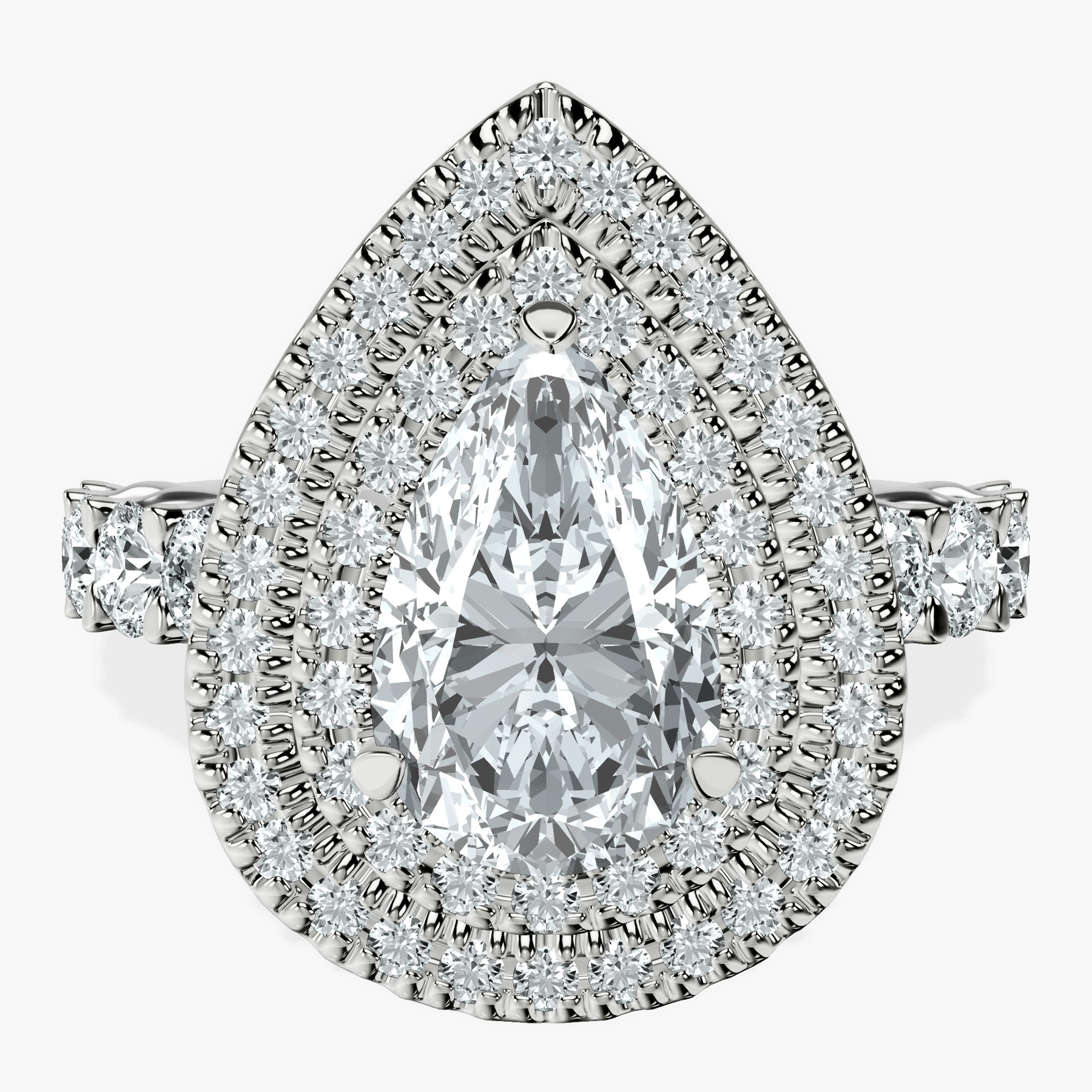 Platinum Crowned Cresta Double Halo Lab Diamond Ring front image