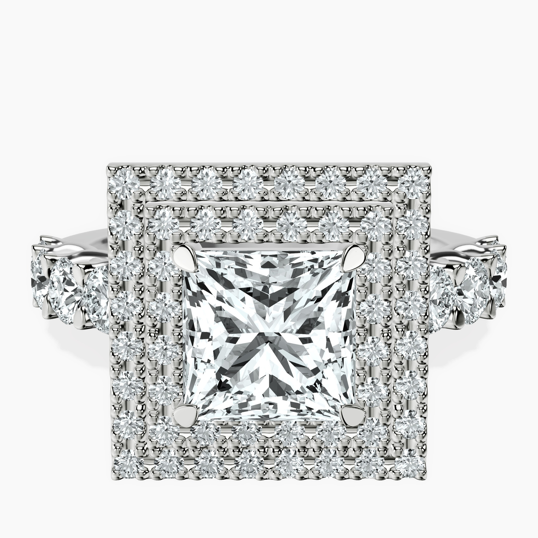 Platinum Crowned Cresta Double Halo Lab Diamond Ring front image