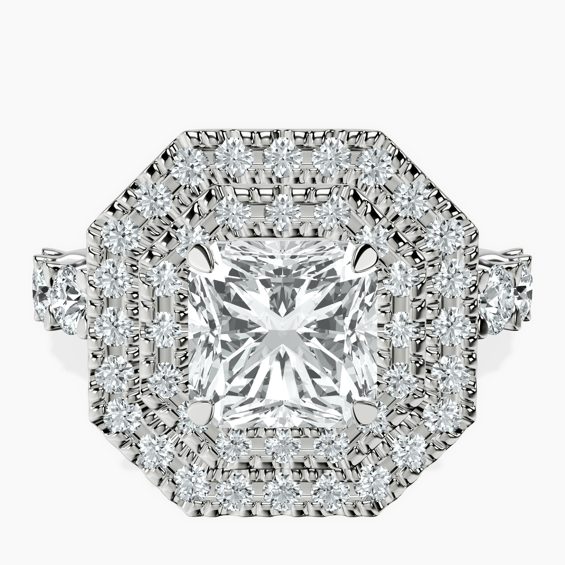 Platinum Crowned Cresta Double Halo Lab Diamond Ring front image