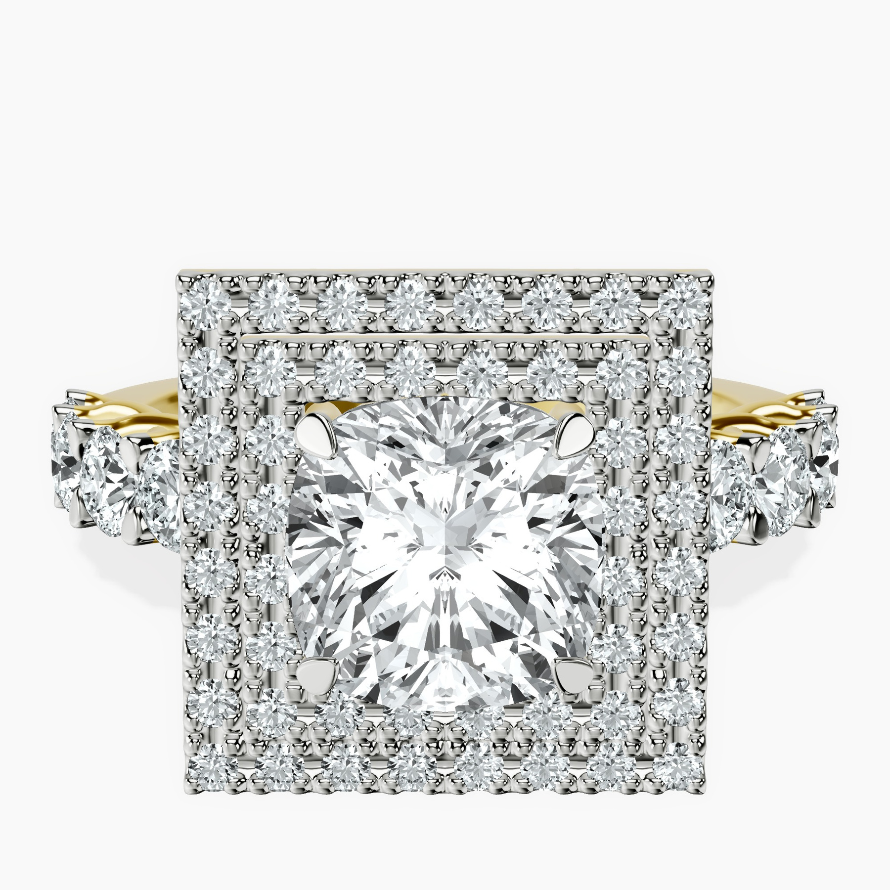 10kt Yellow Gold Crowned Cresta Double Halo Lab Diamond Ring front image