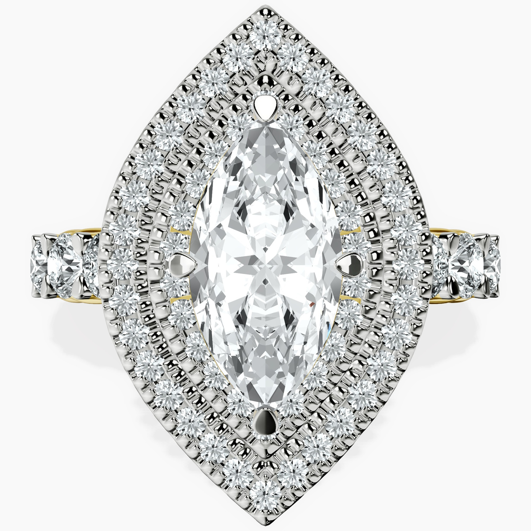 10kt Yellow Gold Crowned Cresta Double Halo Lab Diamond Ring front image
