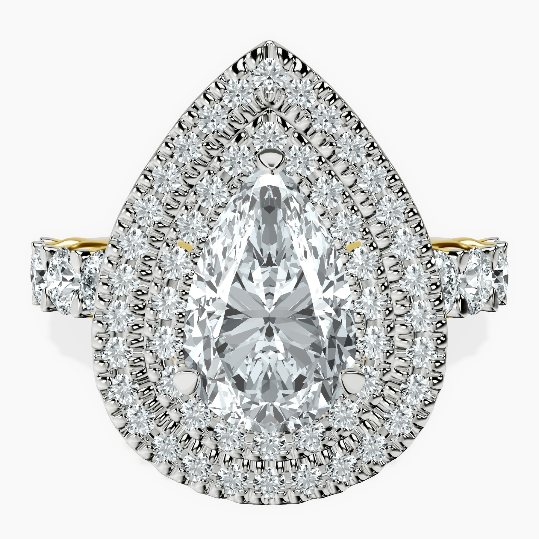 10kt Yellow Gold Crowned Cresta Double Halo Lab Diamond Ring front image