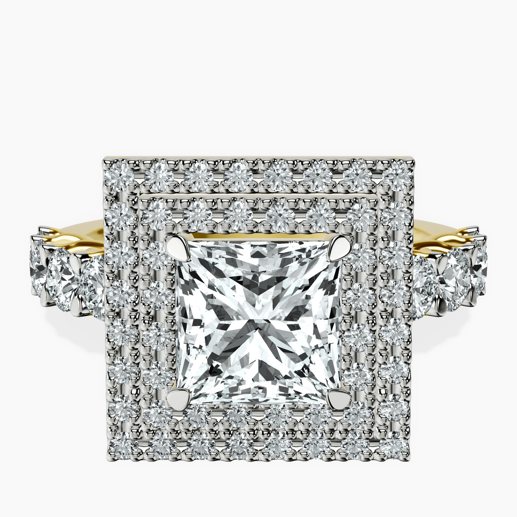 10kt Yellow Gold Crowned Cresta Double Halo Lab Diamond Ring front image