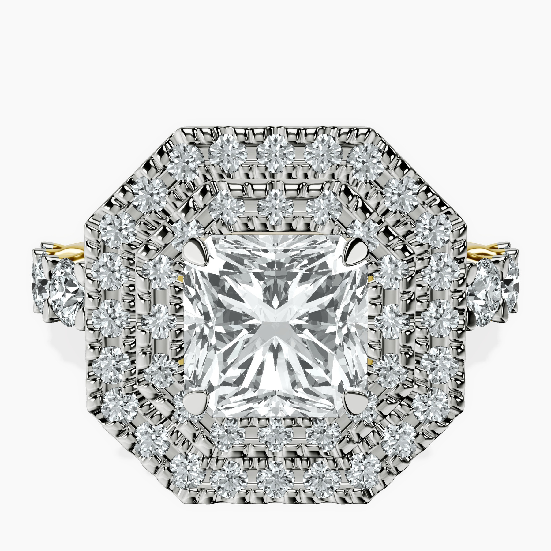 10kt Yellow Gold Crowned Cresta Double Halo Lab Diamond Ring front image