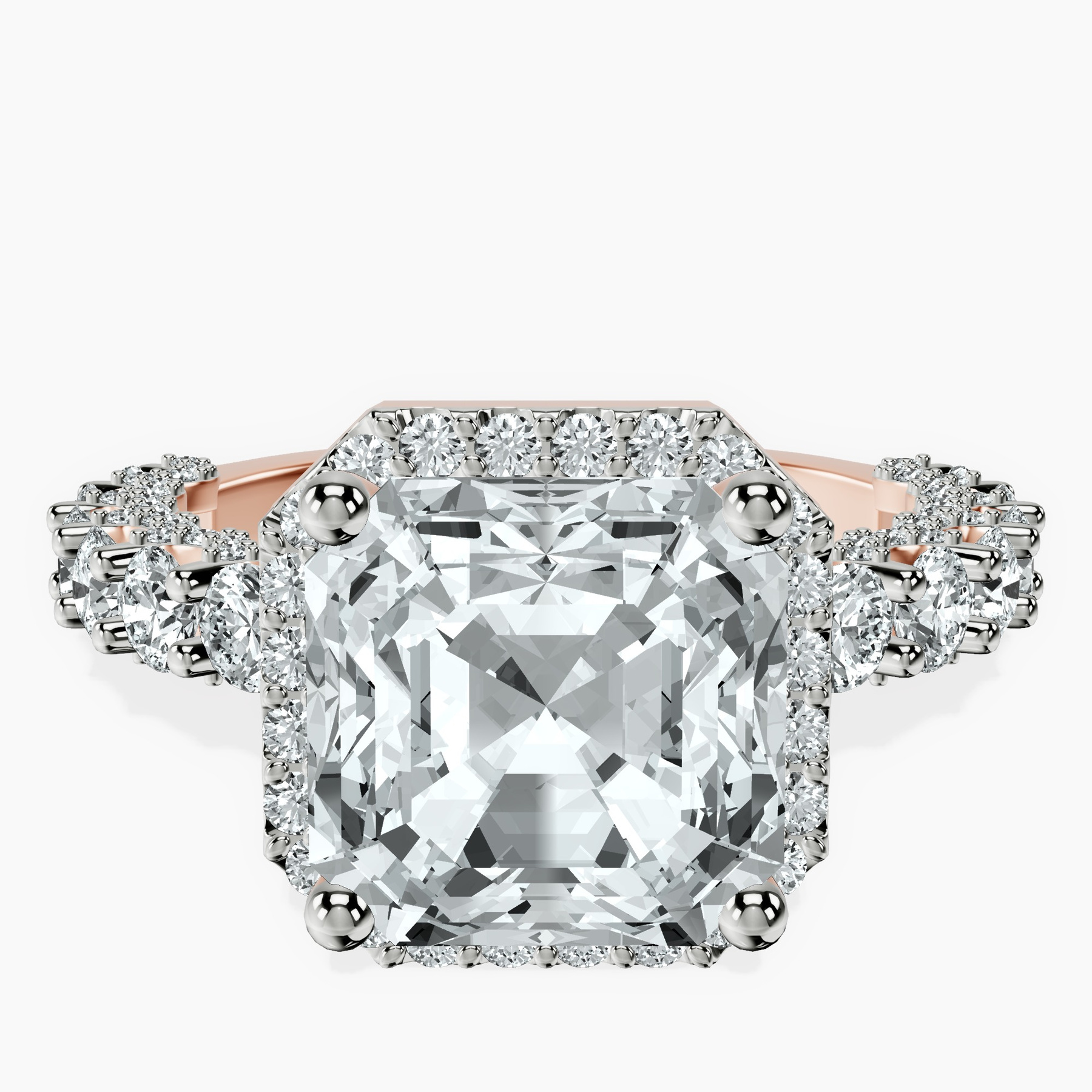 14kt Rose Gold Enchanté Side Stones Halo Lab Diamond Ring front image