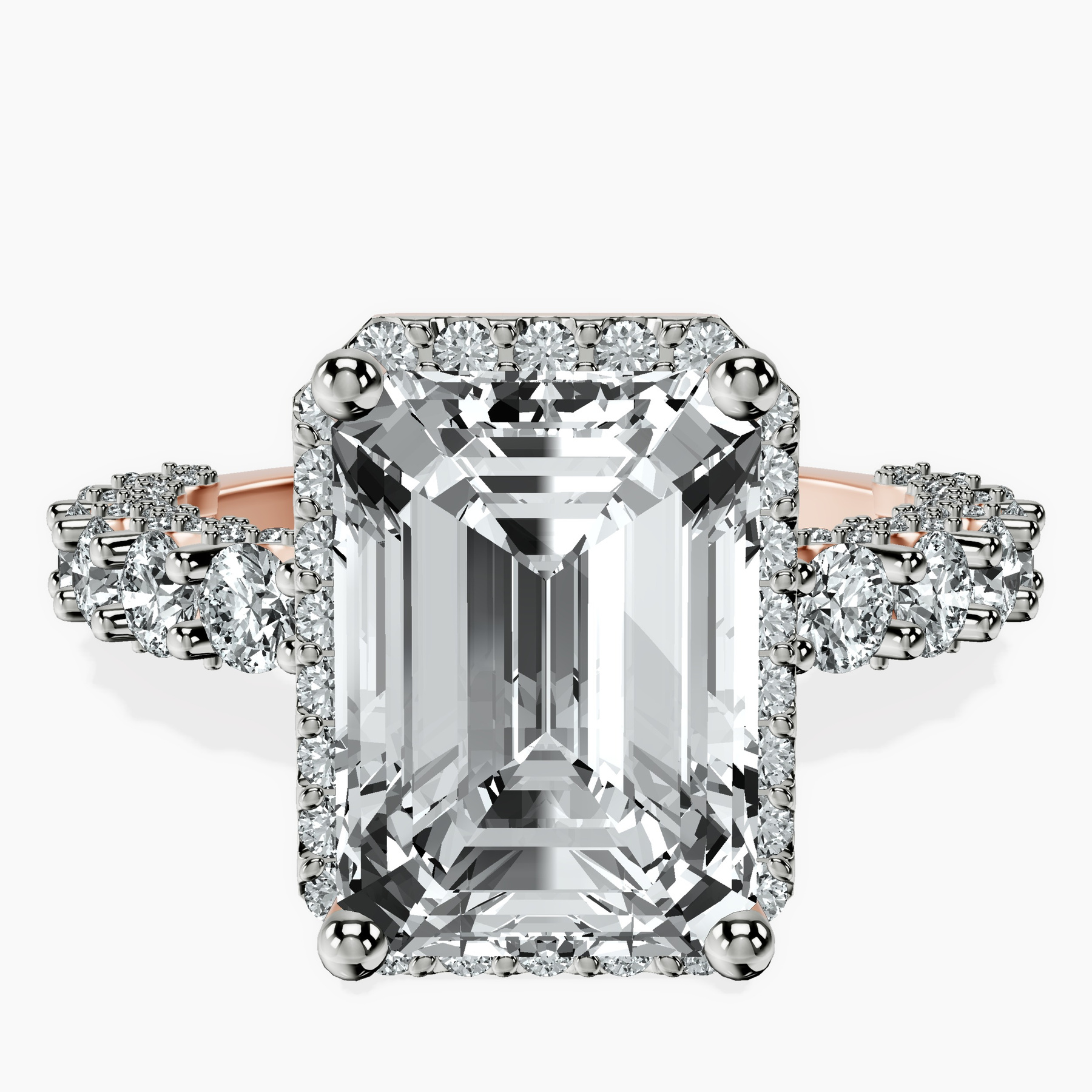 18kt Rose Gold Enchanté Side Stones Halo Lab Diamond Ring front image