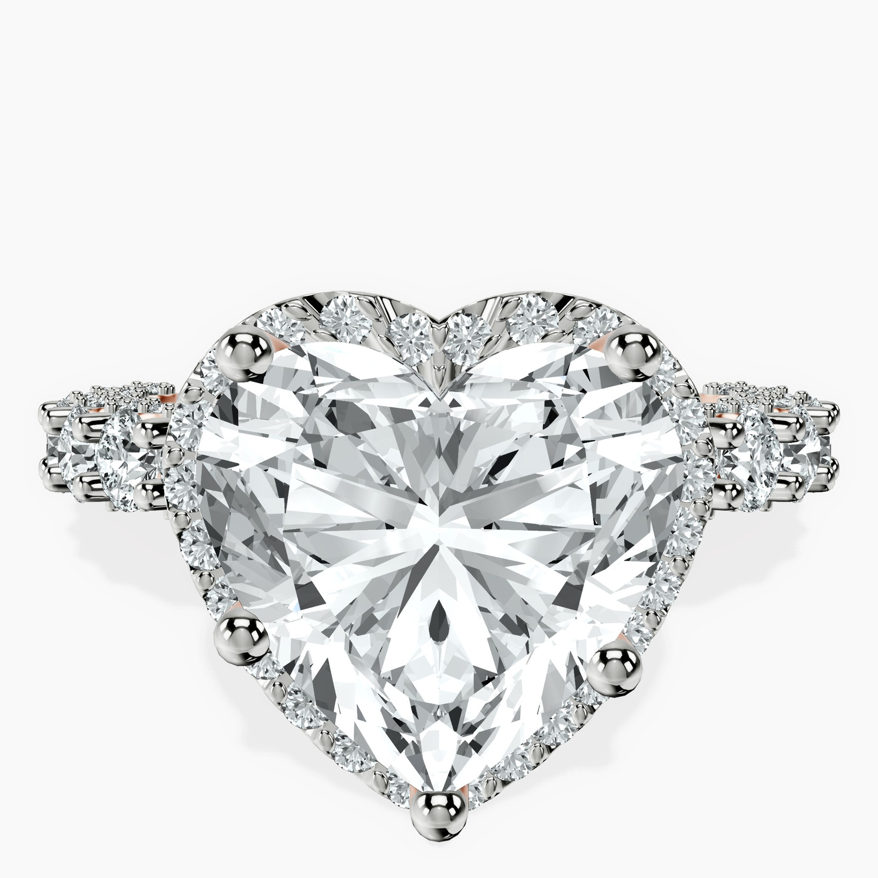 18kt Rose Gold Enchanté Side Stones Halo Lab Diamond Ring front image