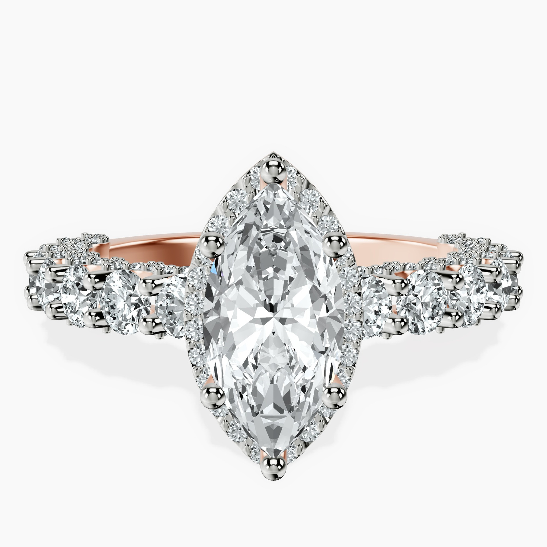 10kt Rose Gold Enchanté Side Stones Halo Lab Diamond Ring front image