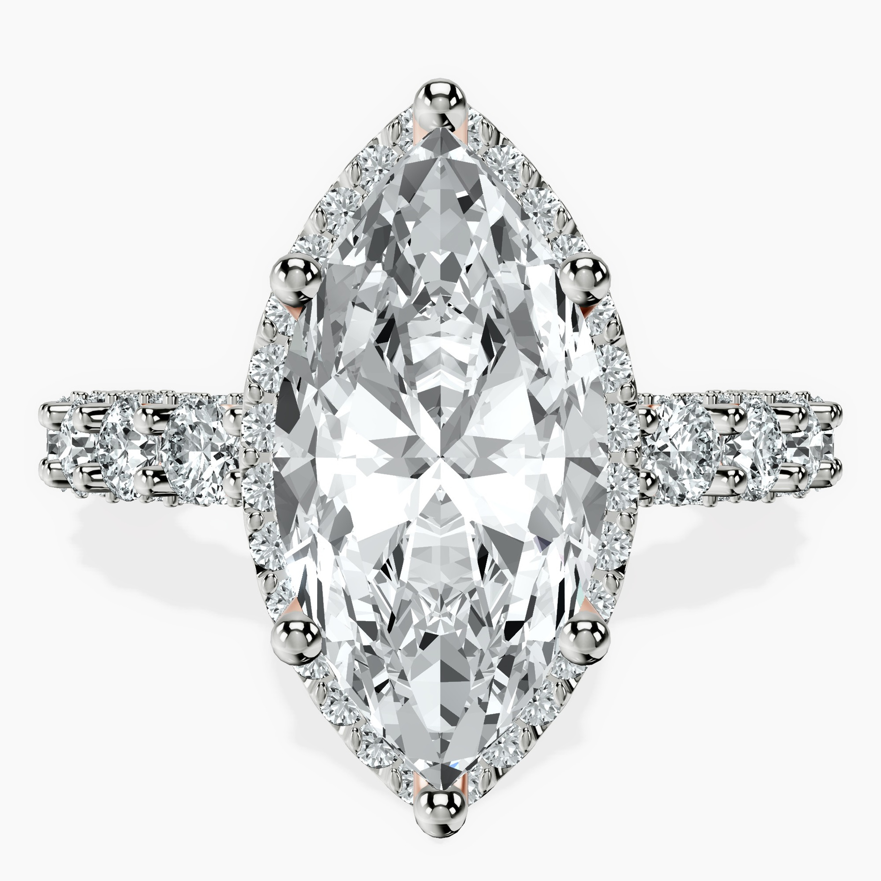 18kt Rose Gold Enchanté Side Stones Halo Lab Diamond Ring front image