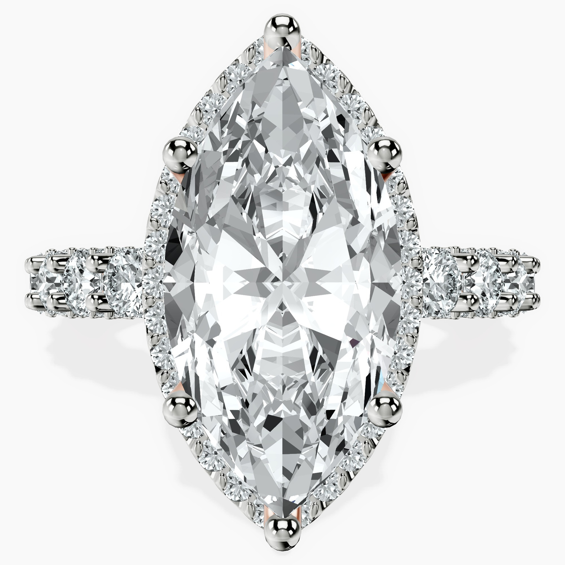 10kt Rose Gold Enchanté Side Stones Halo Lab Diamond Ring front image