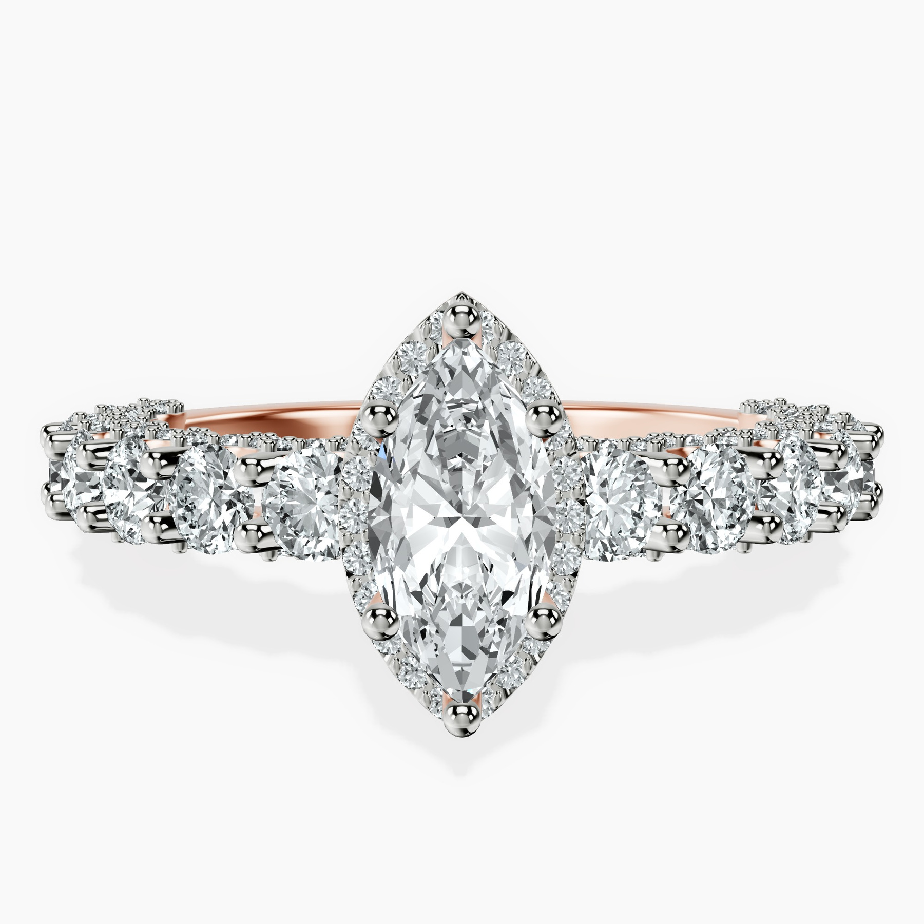 18kt Rose Gold Enchanté Side Stones Halo Lab Diamond Ring front image