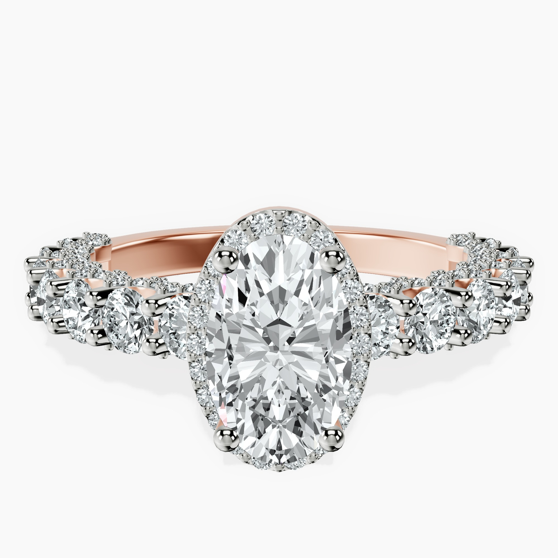 18kt Rose Gold Enchanté Side Stones Halo Lab Diamond Ring front image
