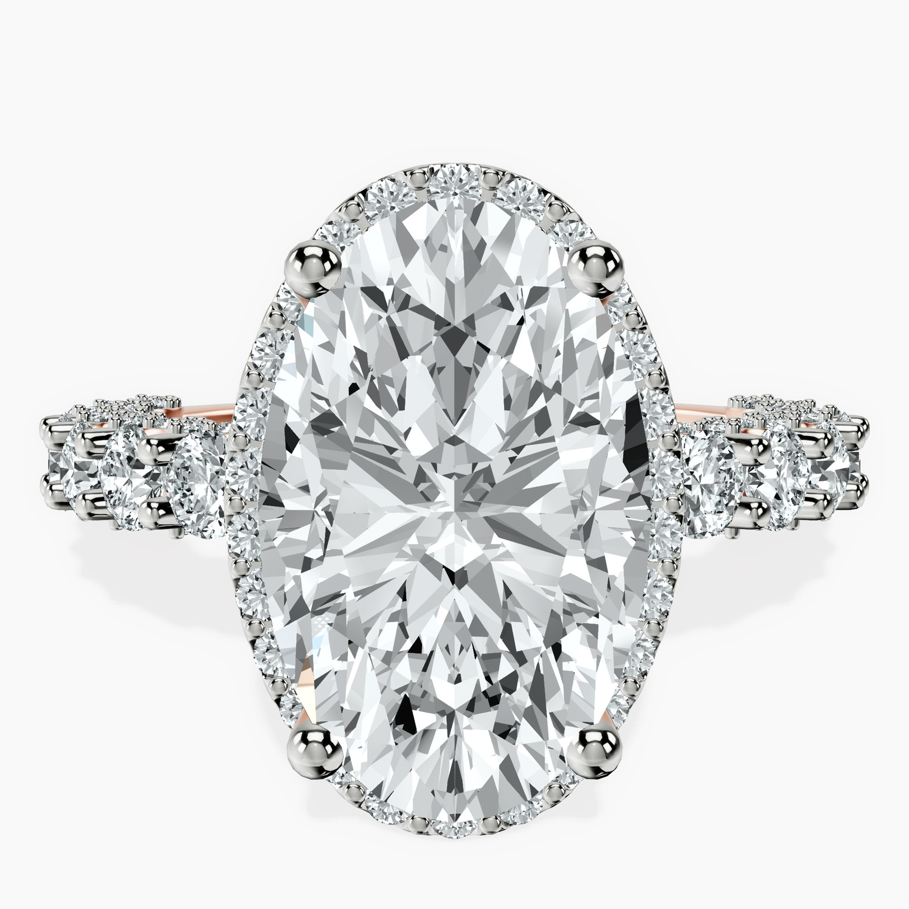 14kt Rose Gold Enchanté Side Stones Halo Lab Diamond Ring front image