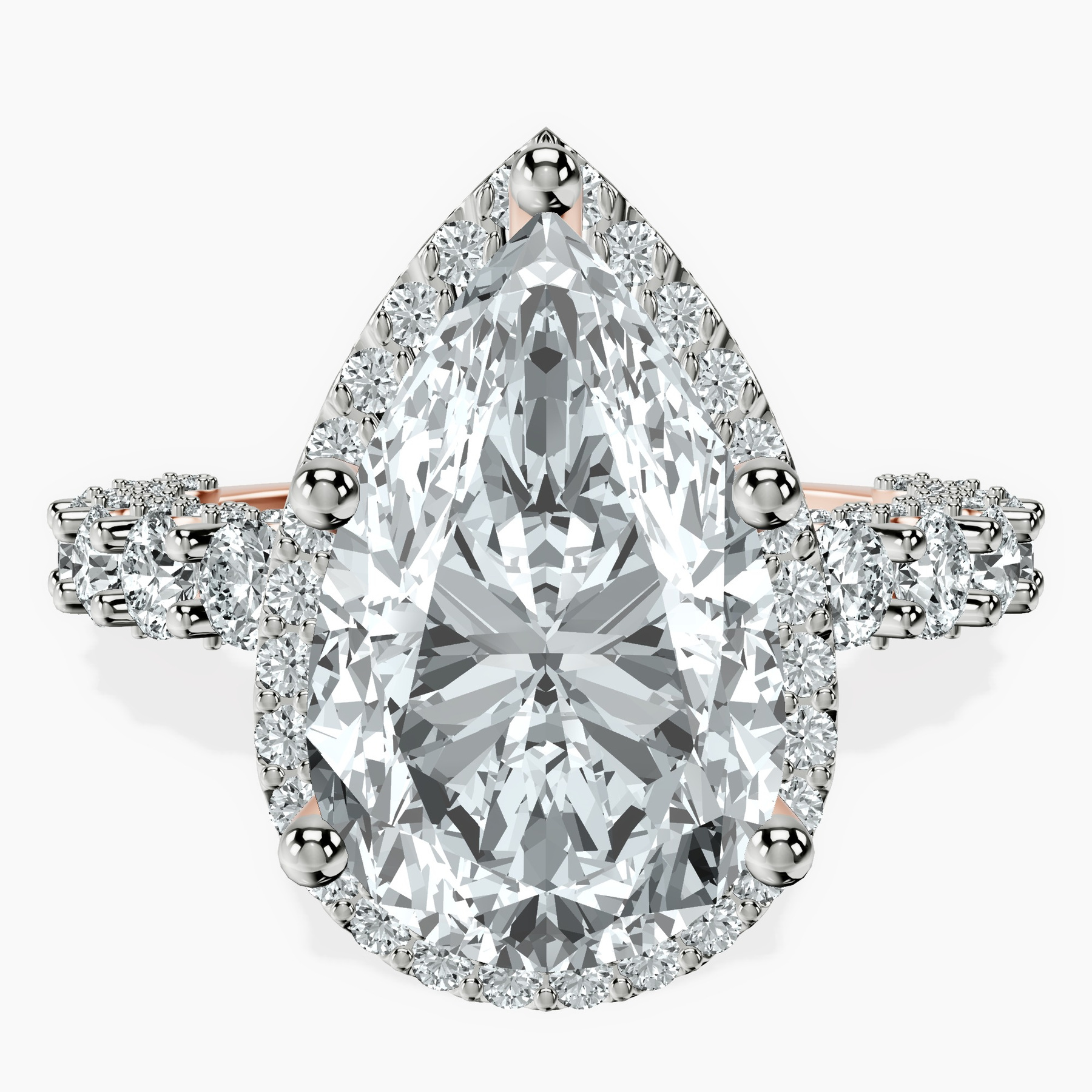 14kt Rose Gold Enchanté Side Stones Halo Lab Diamond Ring front image