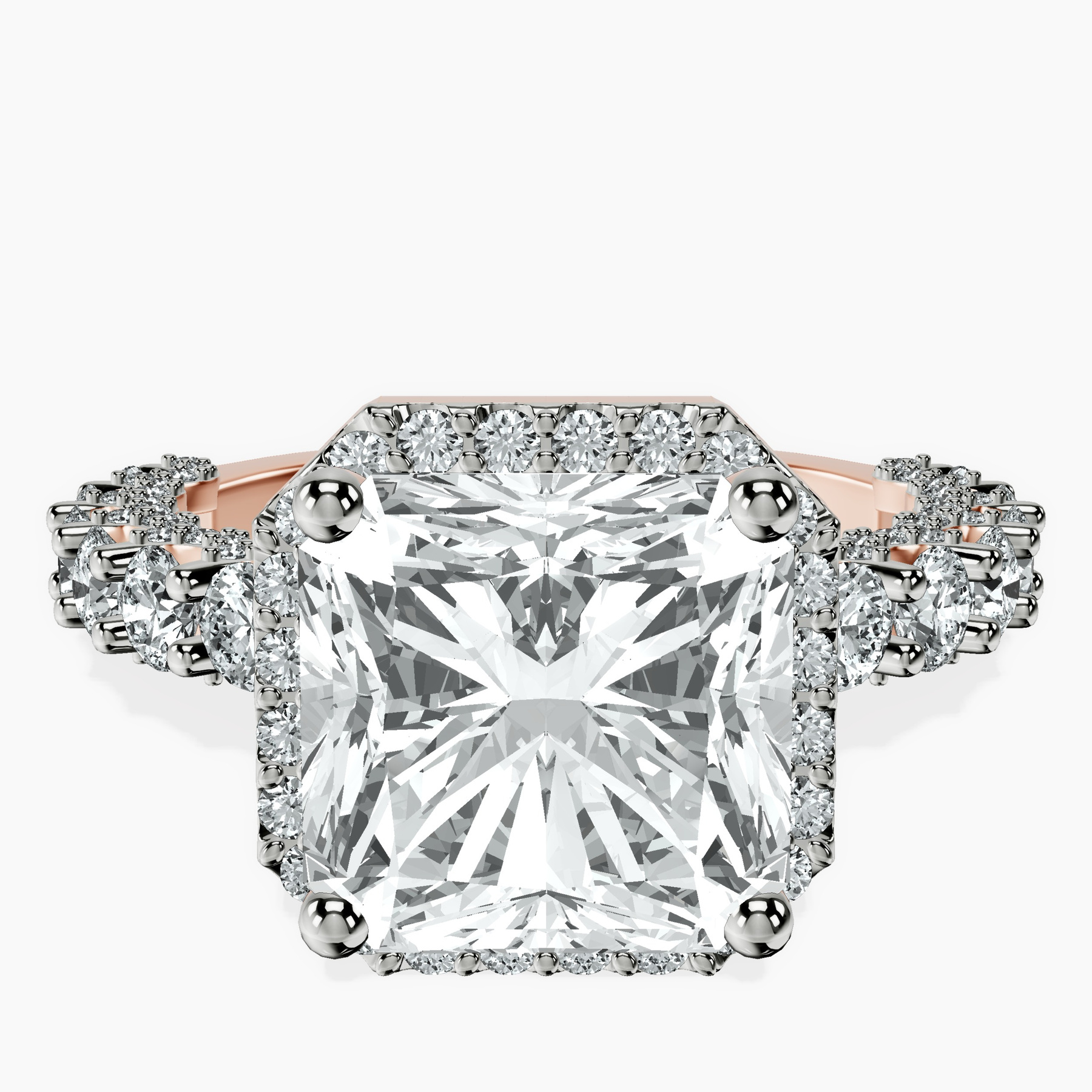 18kt Rose Gold Enchanté Side Stones Halo Lab Diamond Ring front image