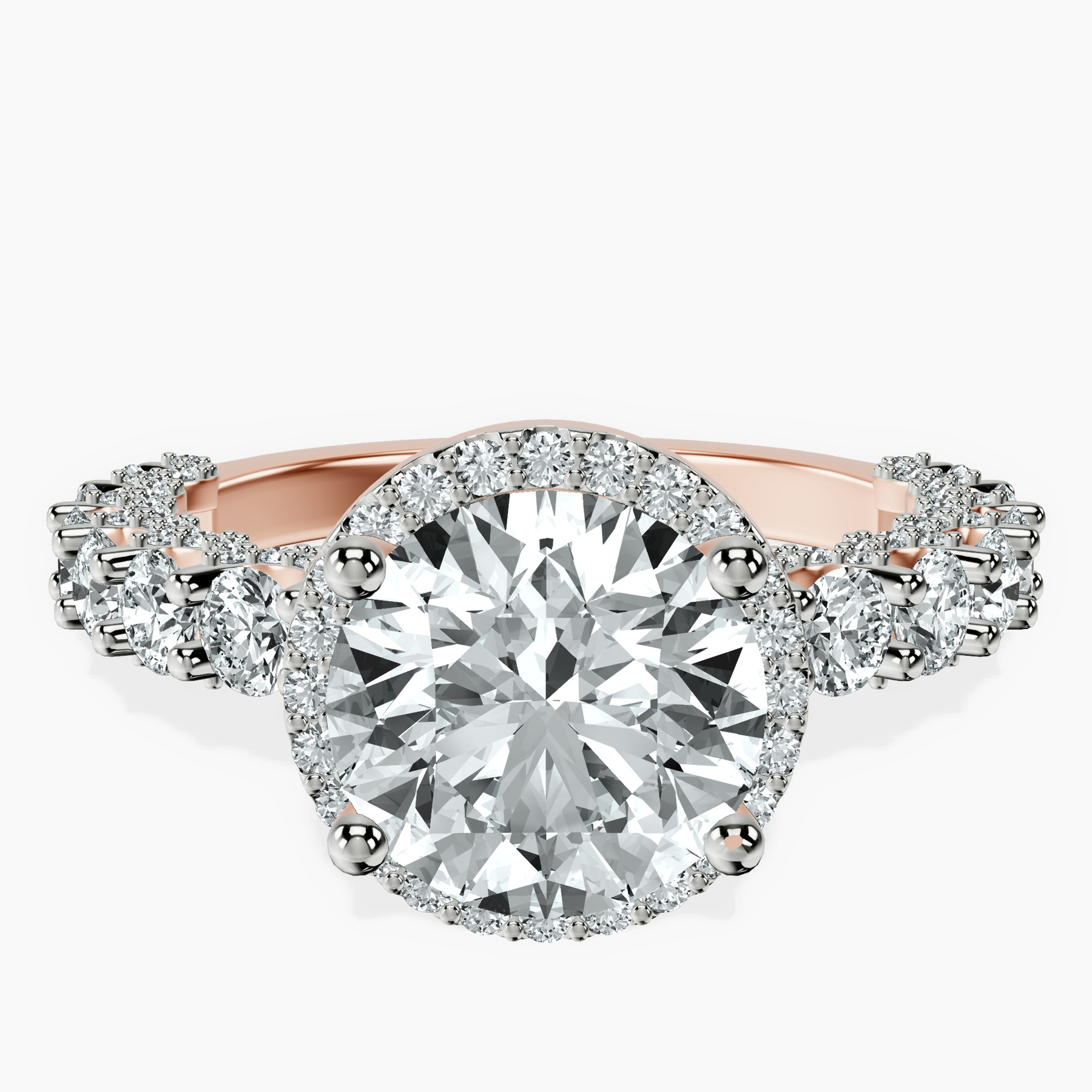 14kt Rose Gold Enchanté Side Stones Halo Lab Diamond Ring front image