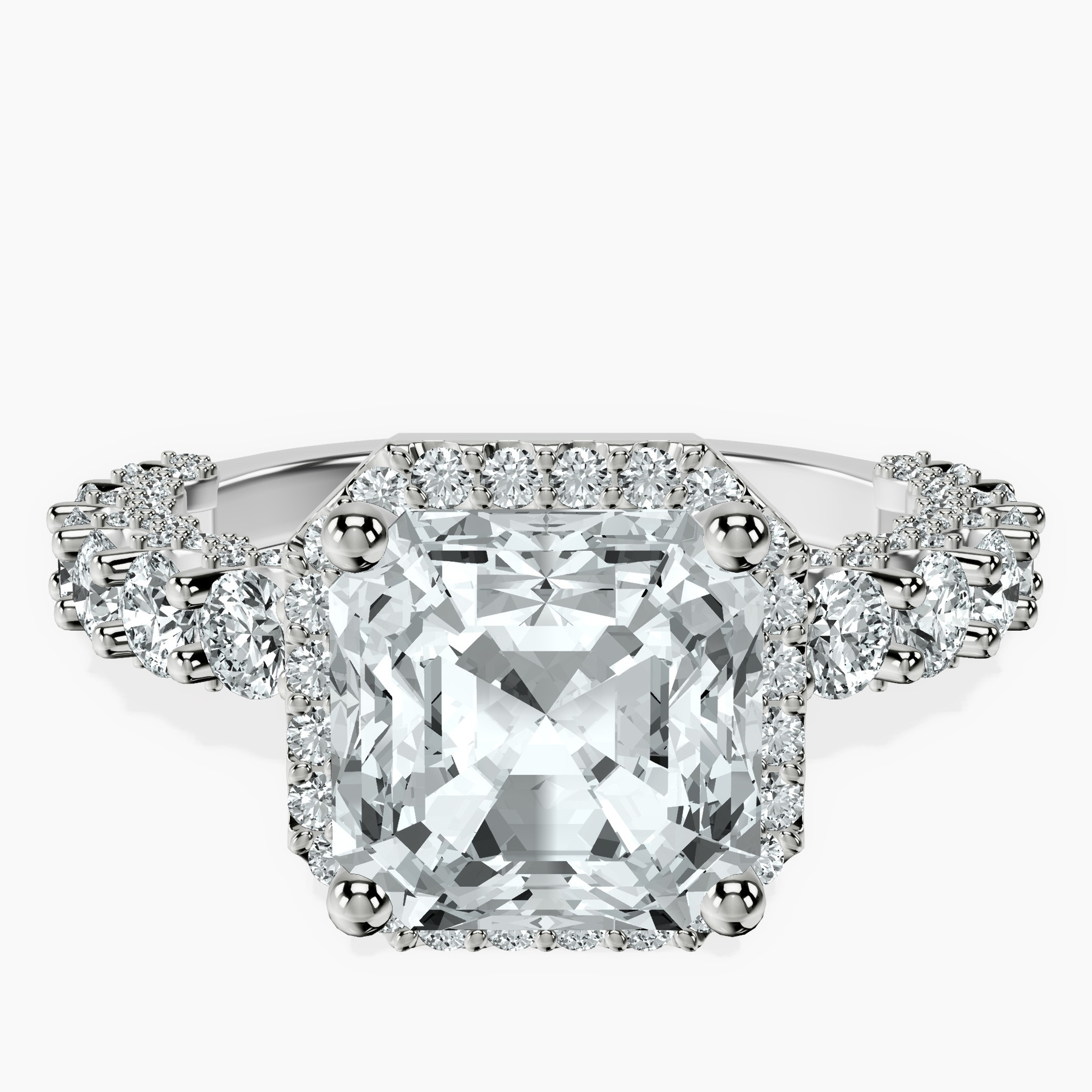 Platinum Enchanté Side Stones Halo Lab Diamond Ring front image