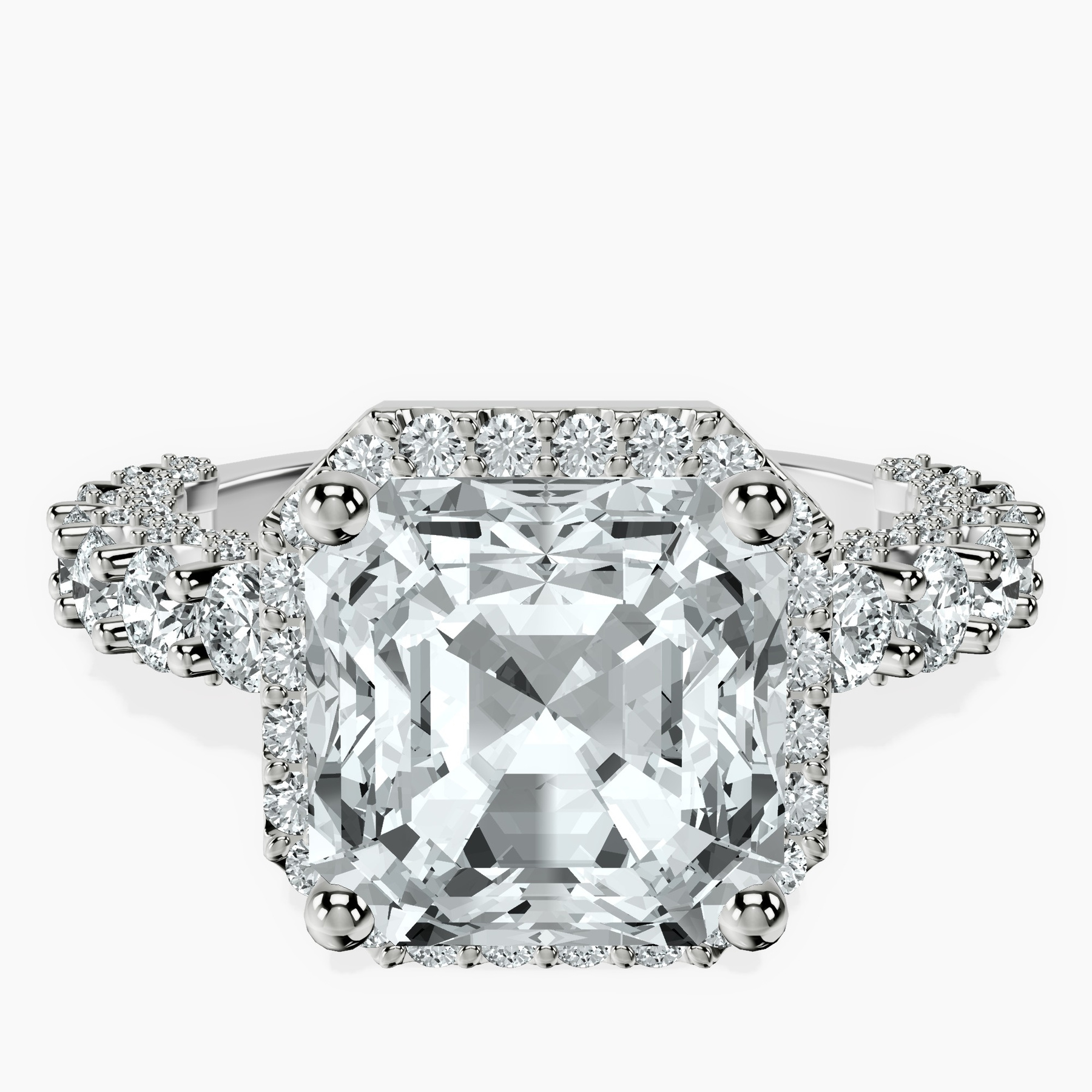 10kt White Gold Enchanté Side Stones Halo Lab Diamond Ring front image