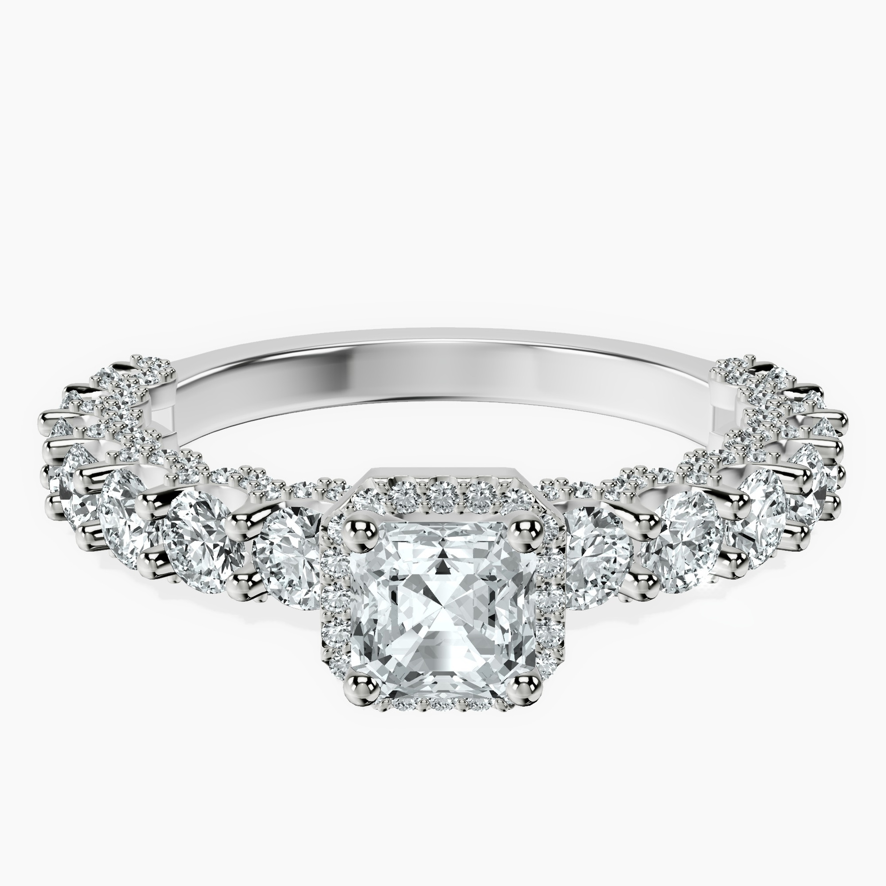 Platinum Enchanté Side Stones Halo Lab Diamond Ring front image