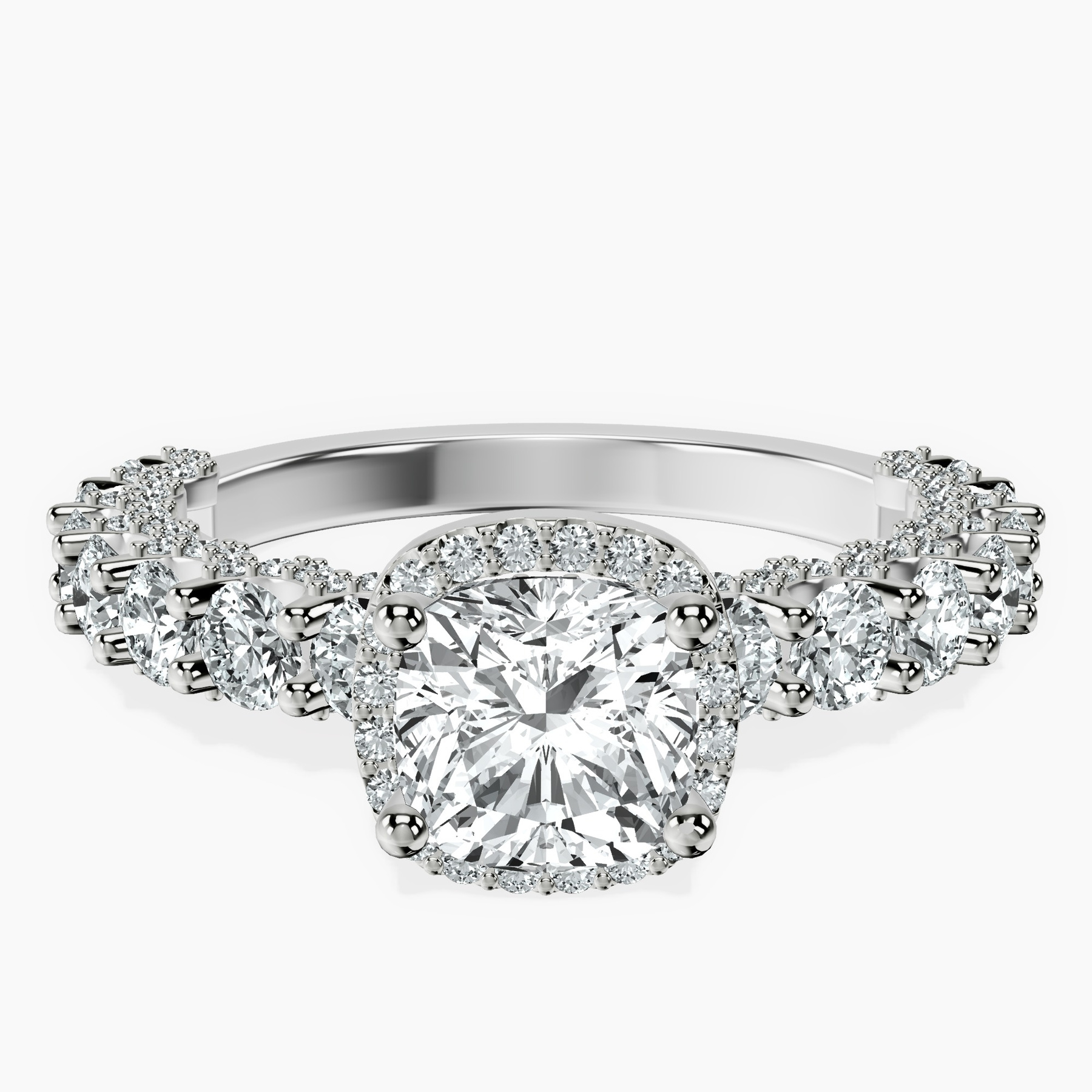 Platinum Enchanté Side Stones Halo Lab Diamond Ring front image