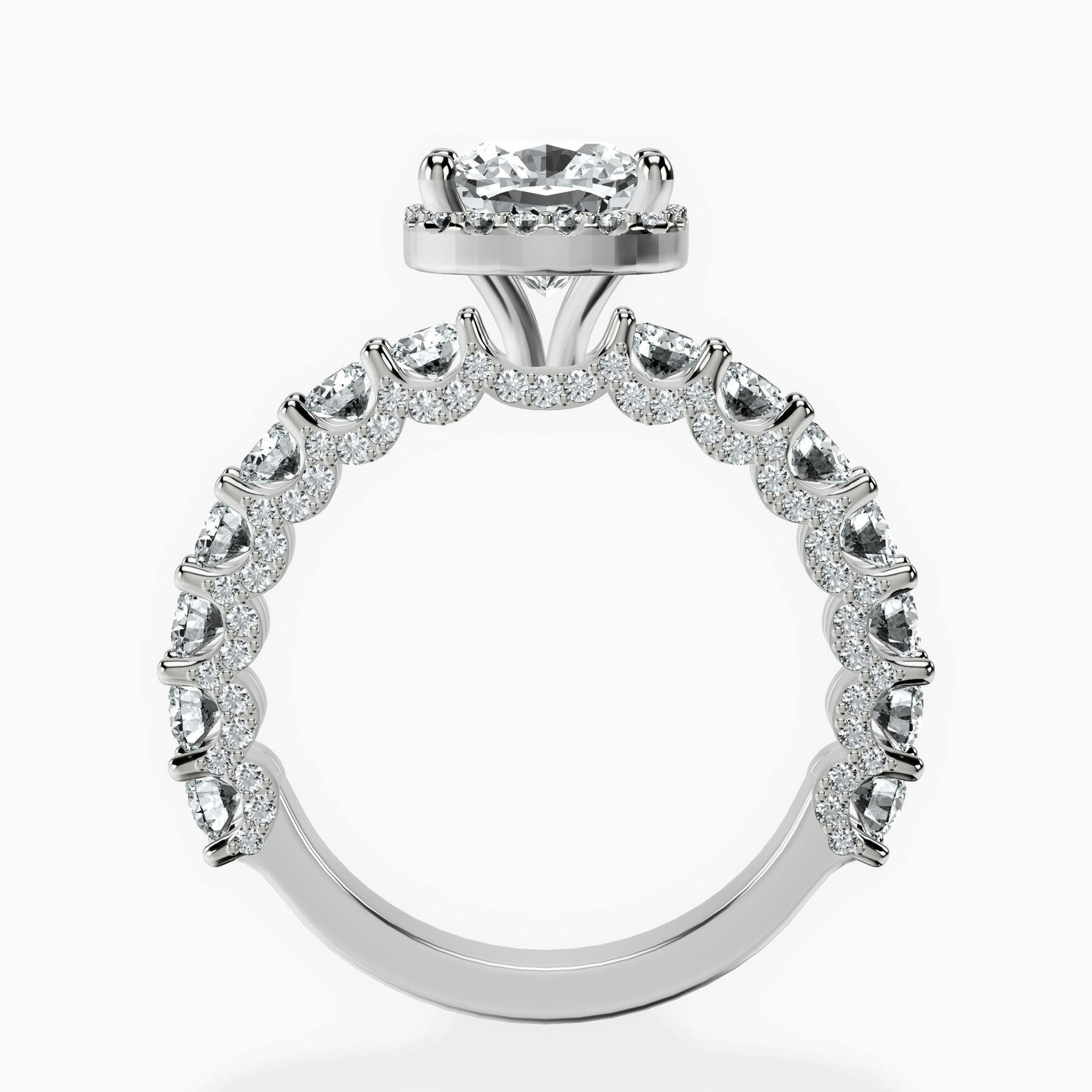 10kt White Gold Enchanté Side Stones Halo Lab Diamond Ring side right image one