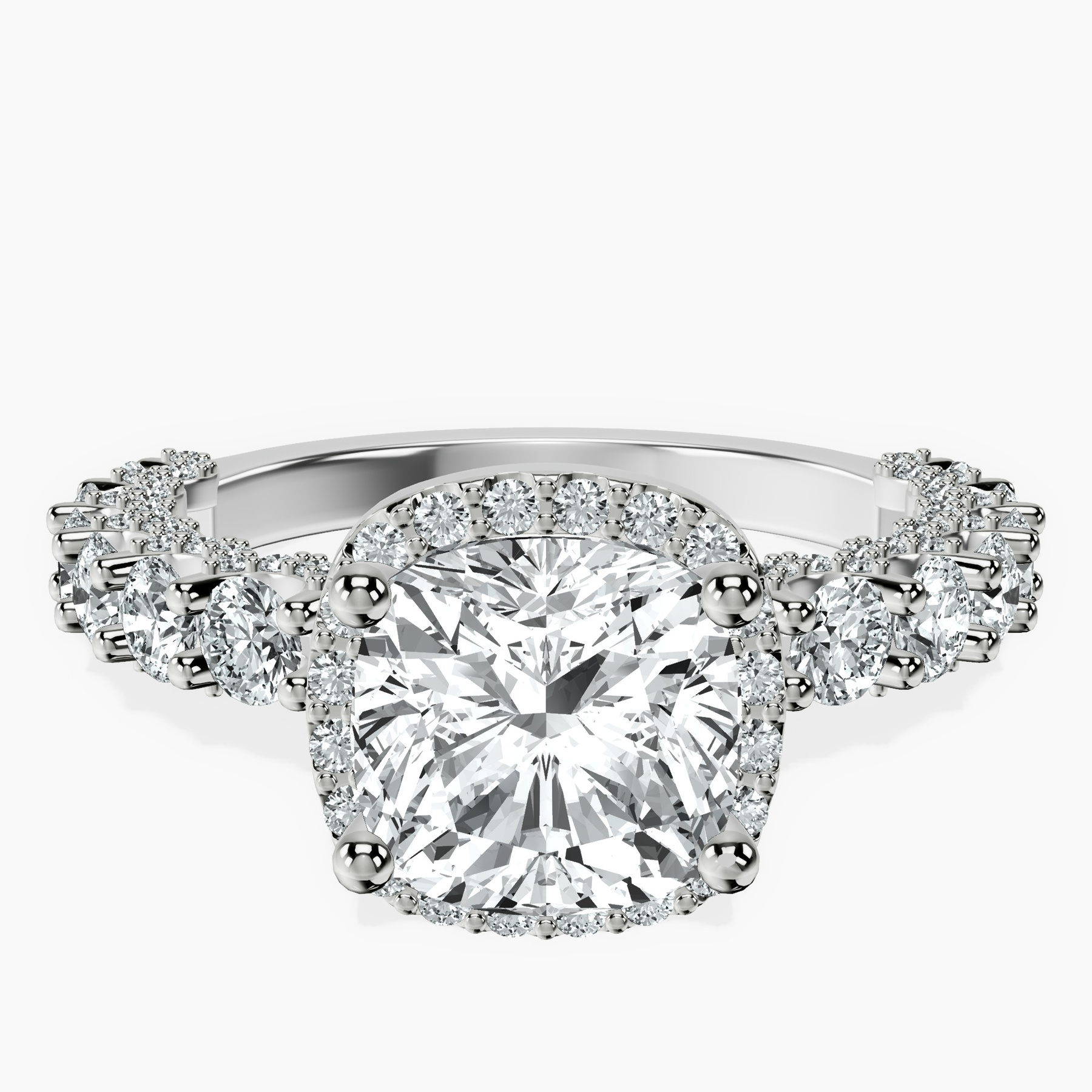 Platinum Enchanté Side Stones Halo Lab Diamond Ring front image