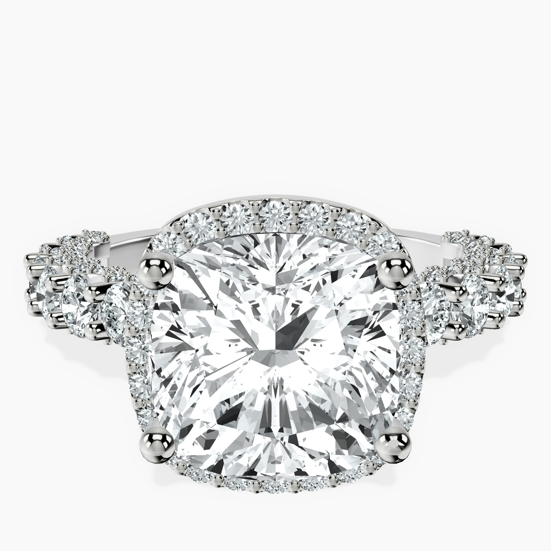 14kt White Gold Enchanté Side Stones Halo Lab Diamond Ring front image