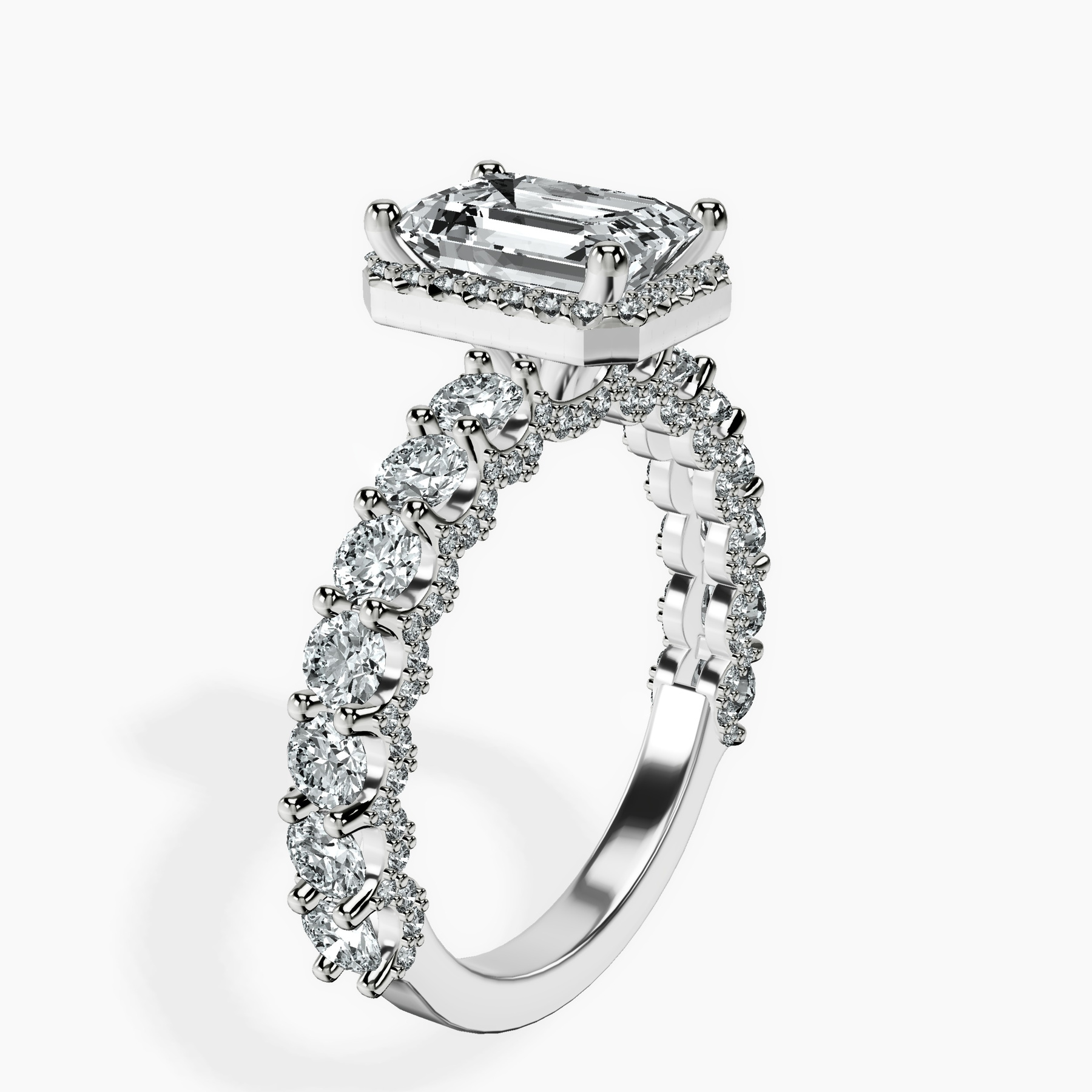 10kt White Gold Enchanté Side Stones Halo Lab Diamond Ring standing product image one