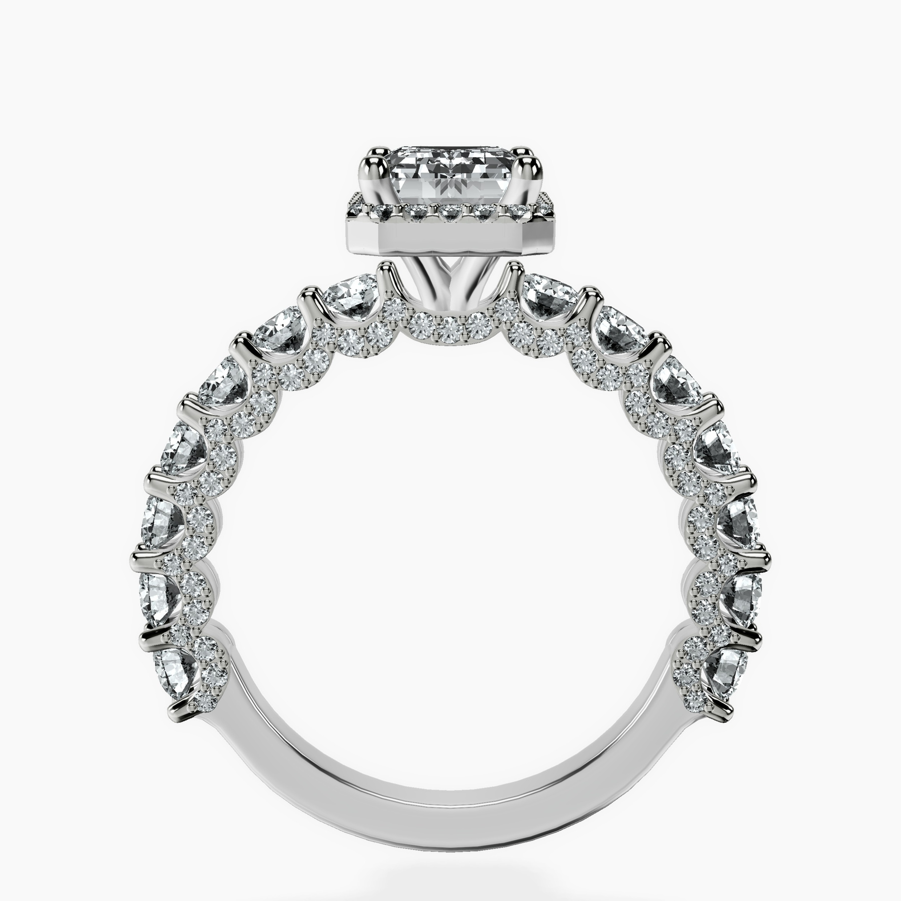10kt White Gold Enchanté Side Stones Halo Lab Diamond Ring side right image one