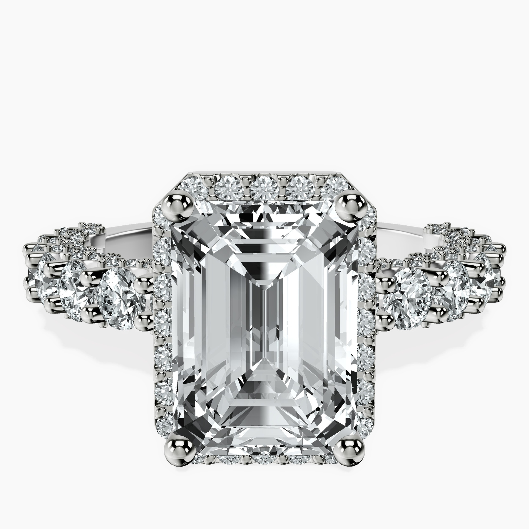Platinum Enchanté Side Stones Halo Lab Diamond Ring front image